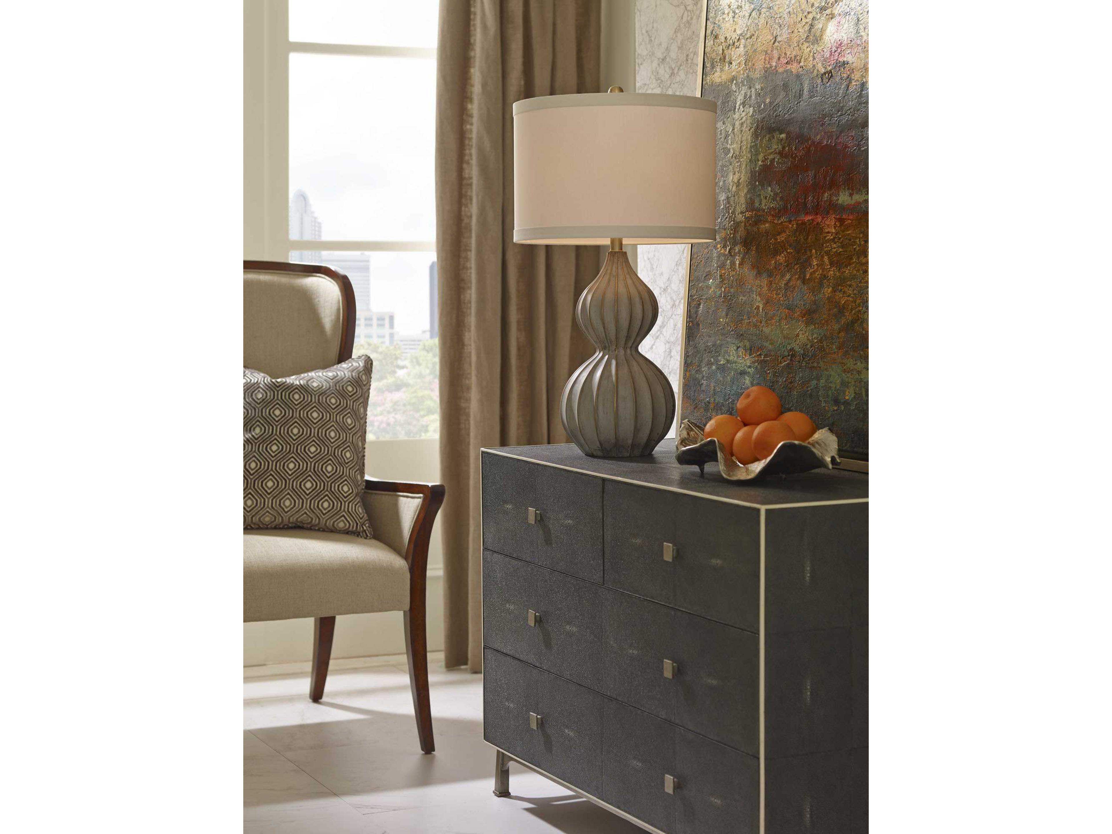 Wildwood Delphine Natural Concrete Gold Leaf Off White Silkette Gray Buffet Lamp