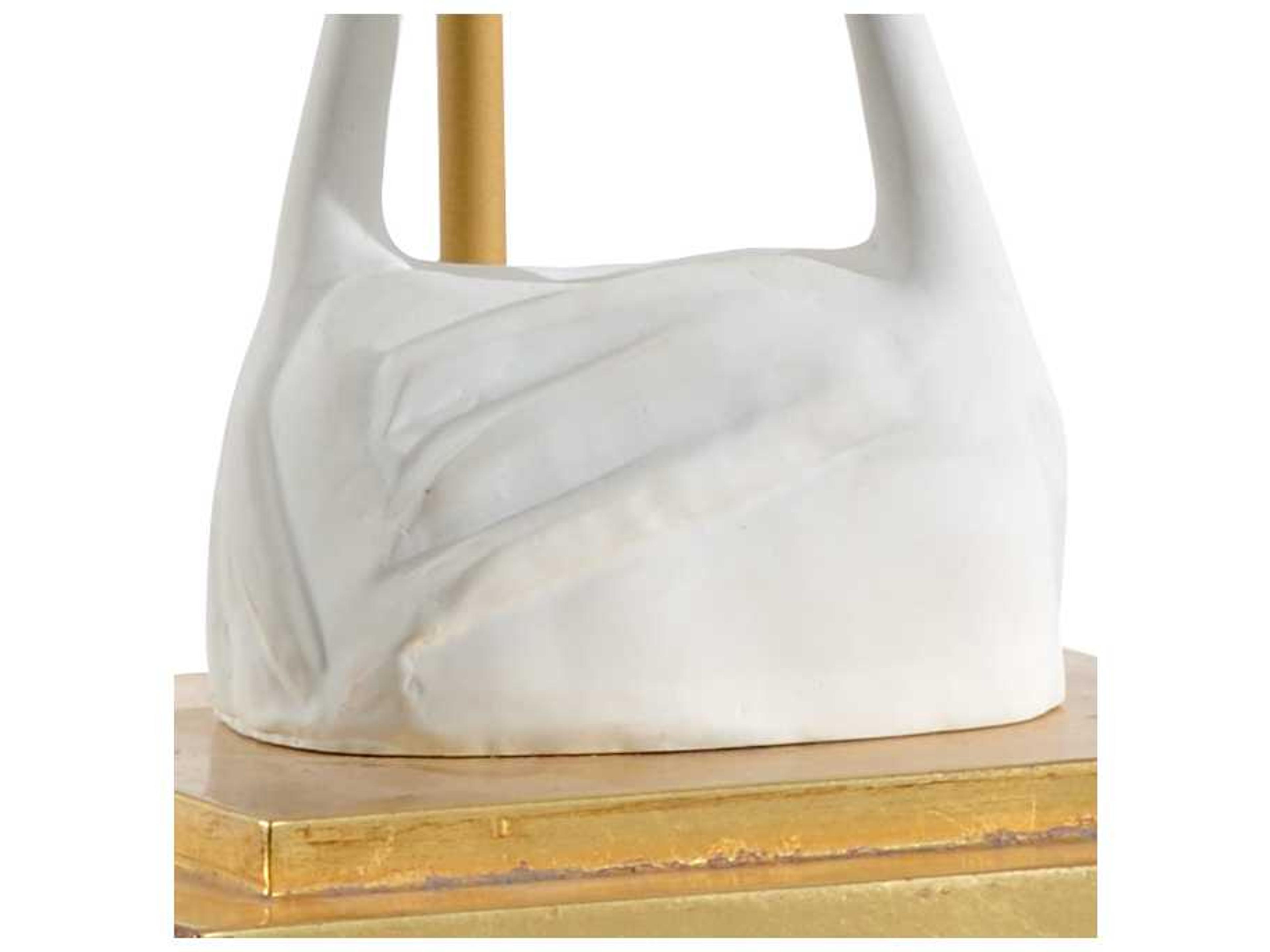 Wildwood Crane Matte White Off Linen Gold Buffet Lamp