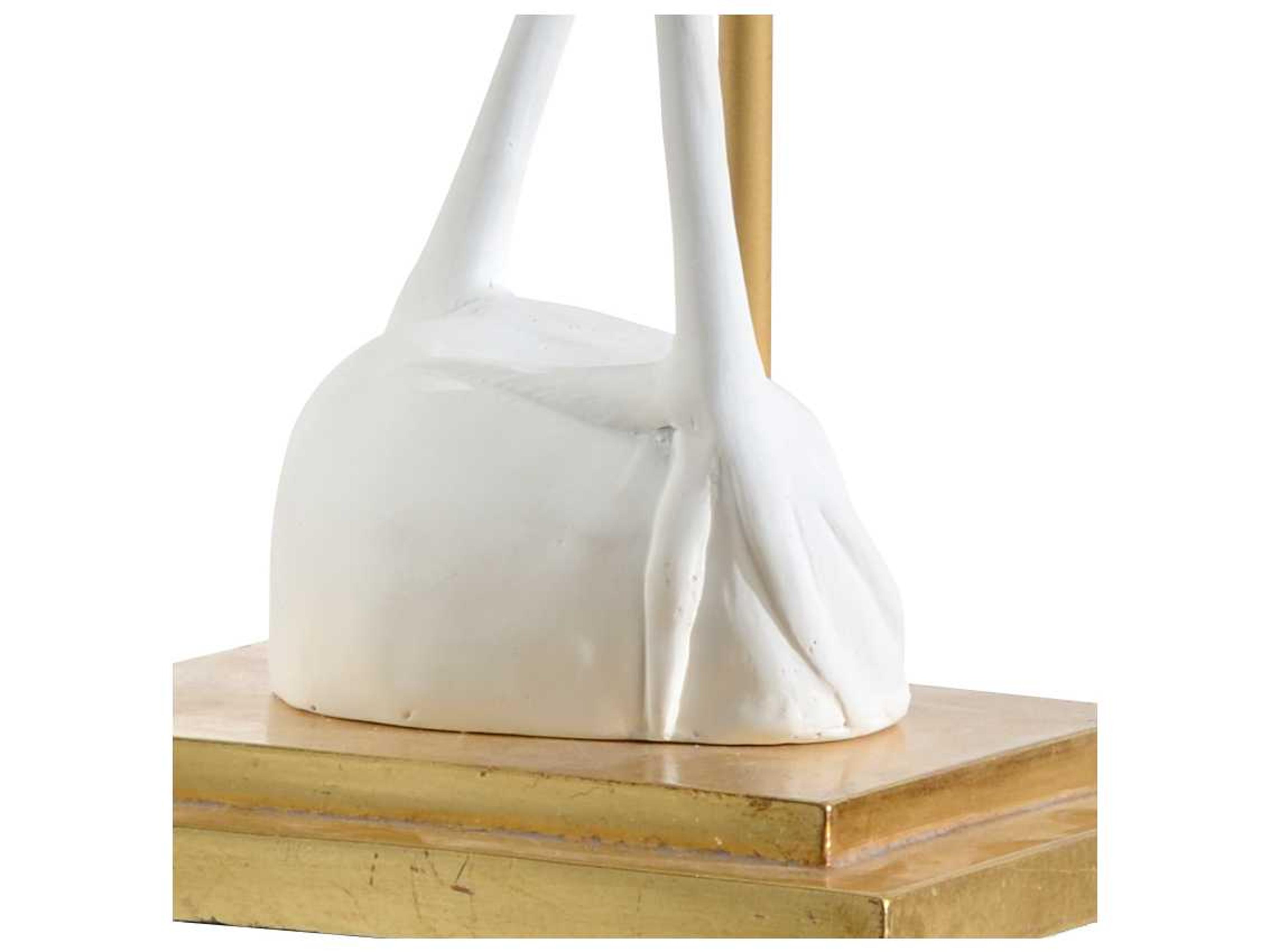 Wildwood Crane Matte White Off Linen Gold Buffet Lamp