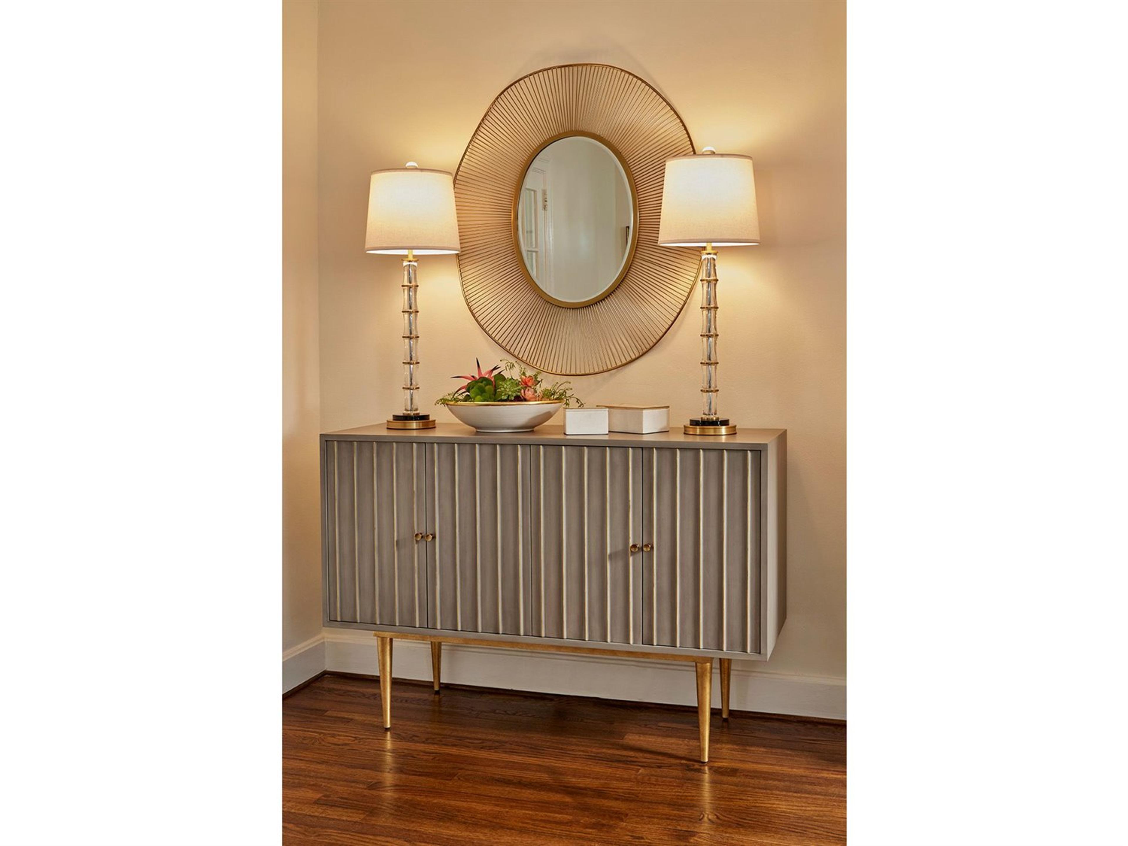 Wildwood Fiji Clear Off White Linen Brass Buffet Lamp