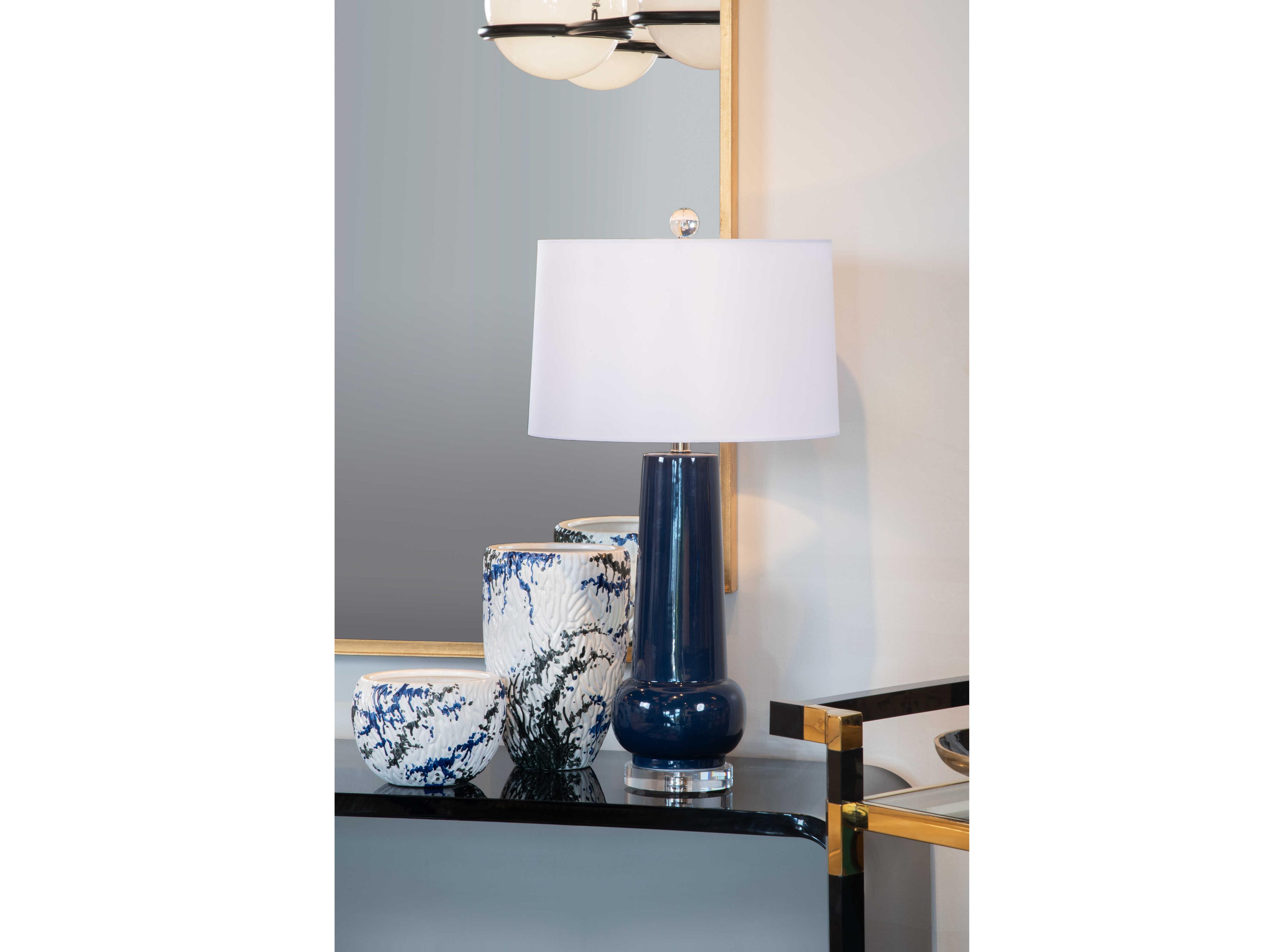 Wildwood Classic Blue White Silkette Clear Buffet Lamp