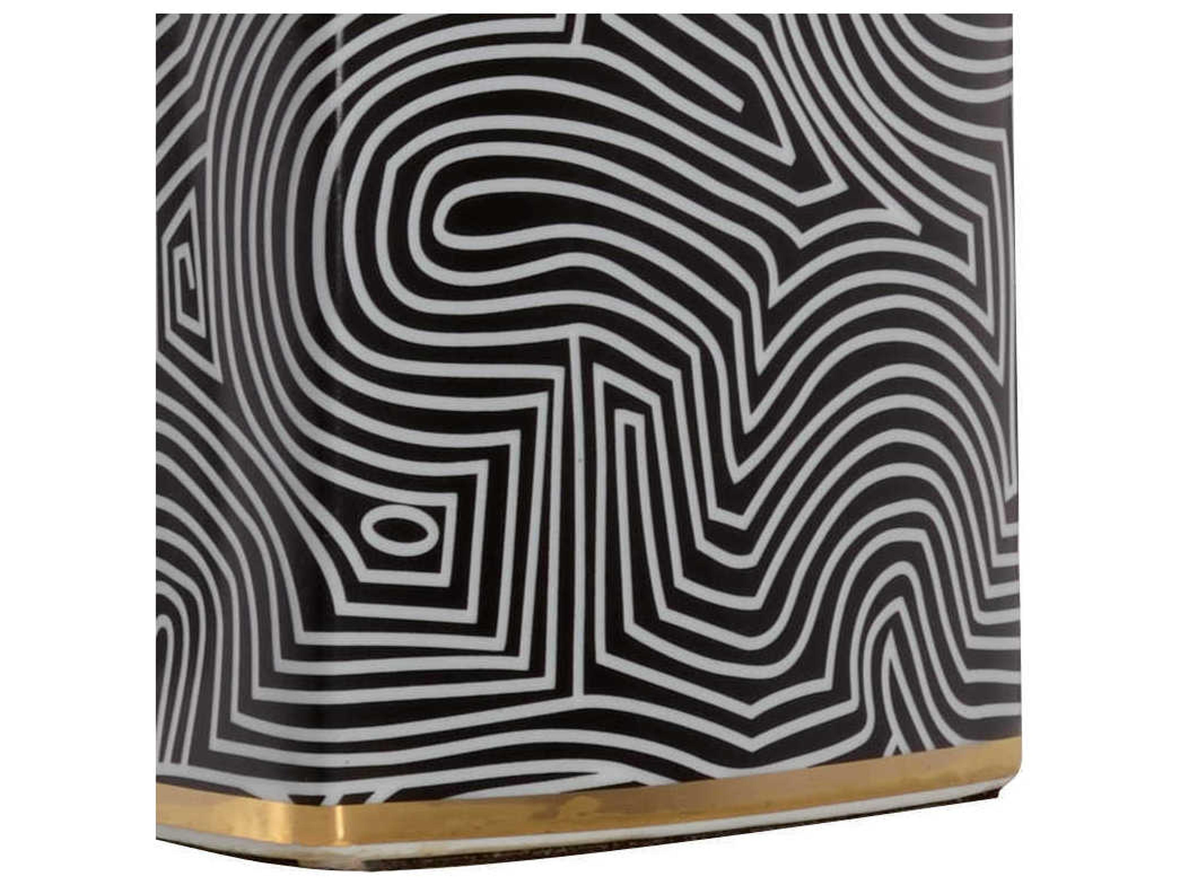 Wildwood Triangular Geo Black White Glaze Metallic Gold Off Silkette Buffet Lamp