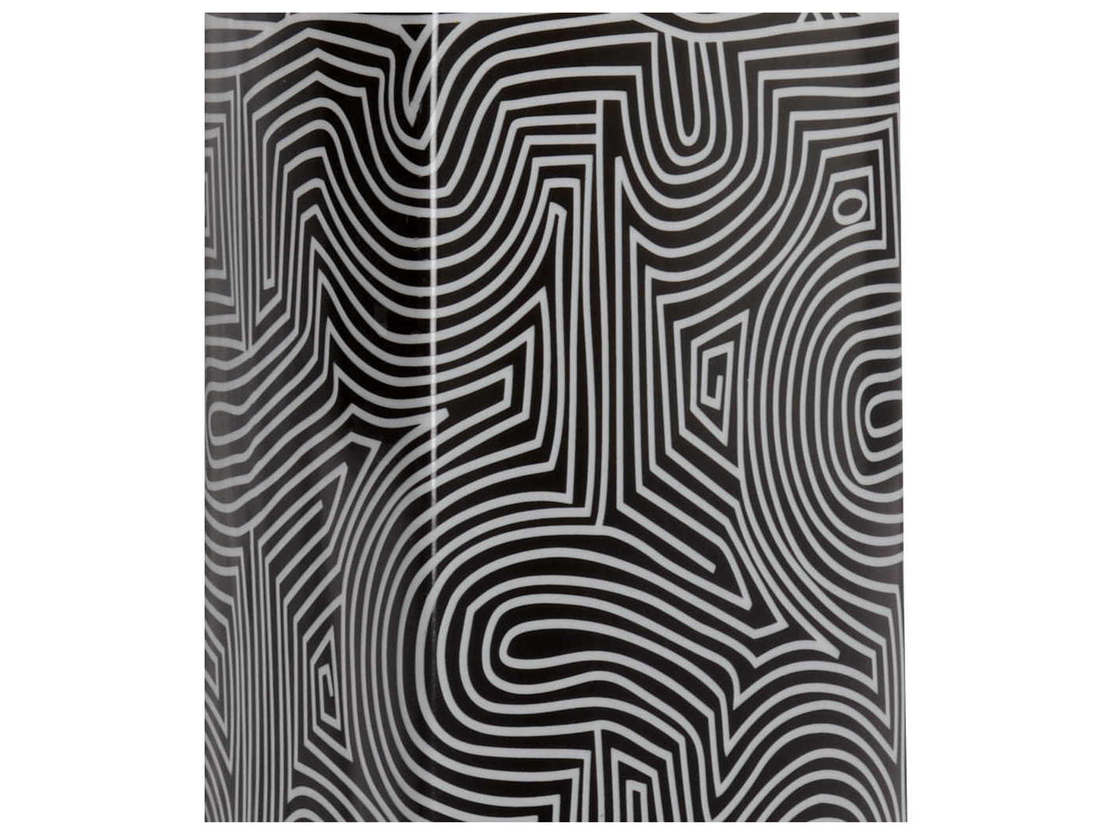 Wildwood Triangular Geo Black White Glaze Metallic Gold Off Silkette Buffet Lamp