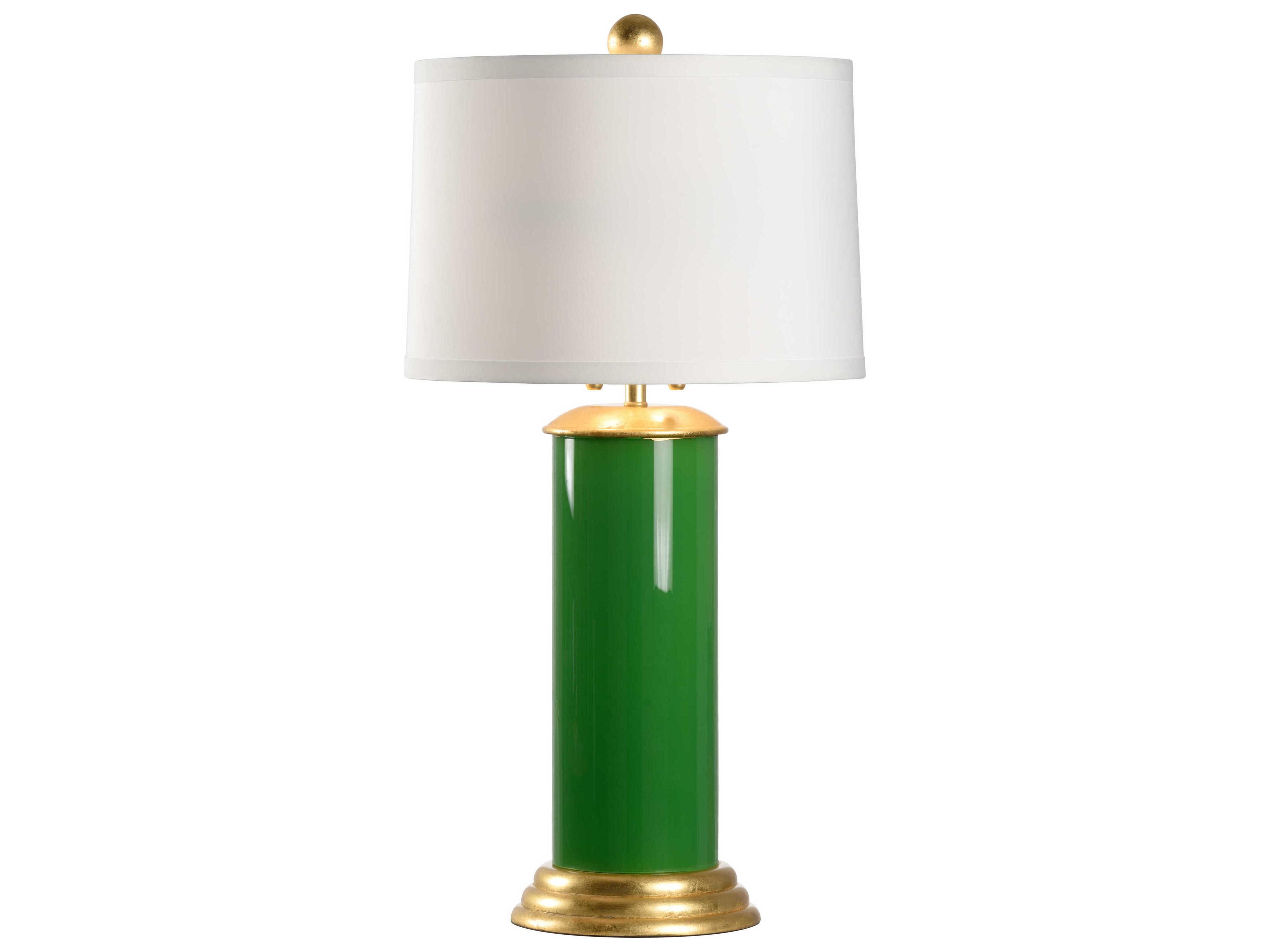 Savannah Parrot Green Off White Silk Buffet Lamp