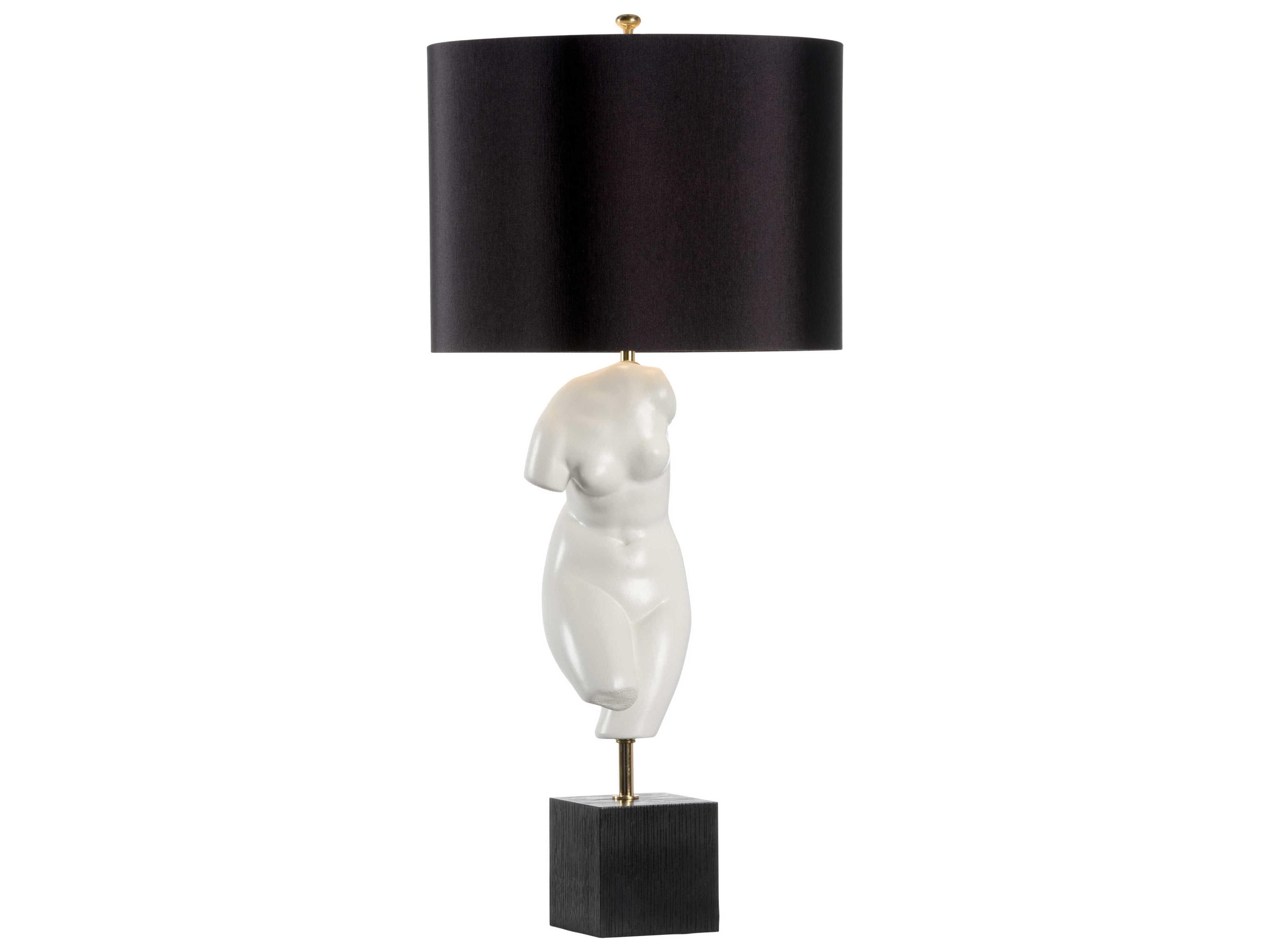 Peitho White Black Silkette Buffet Lamp