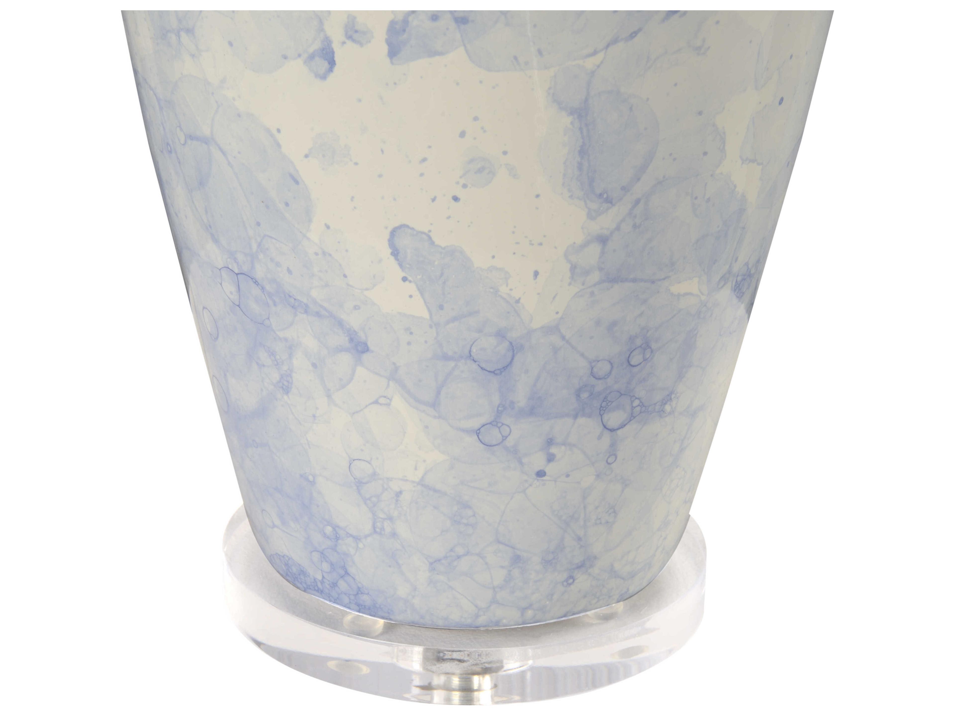 Wildwood Boccale Blue Bubble Water Glaze White Linen Buffet Lamp