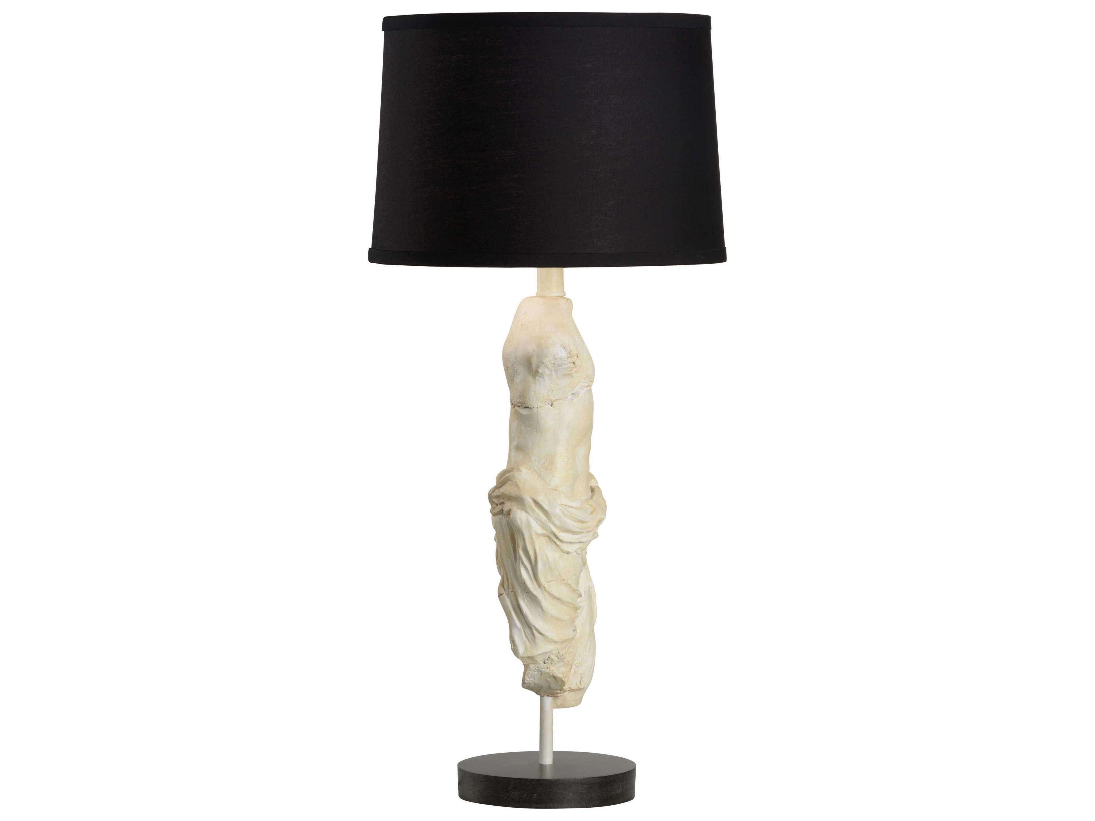 Wildwood Roman Emperor Statue Antique Stone Black Silkette Off White Buffet Lamp