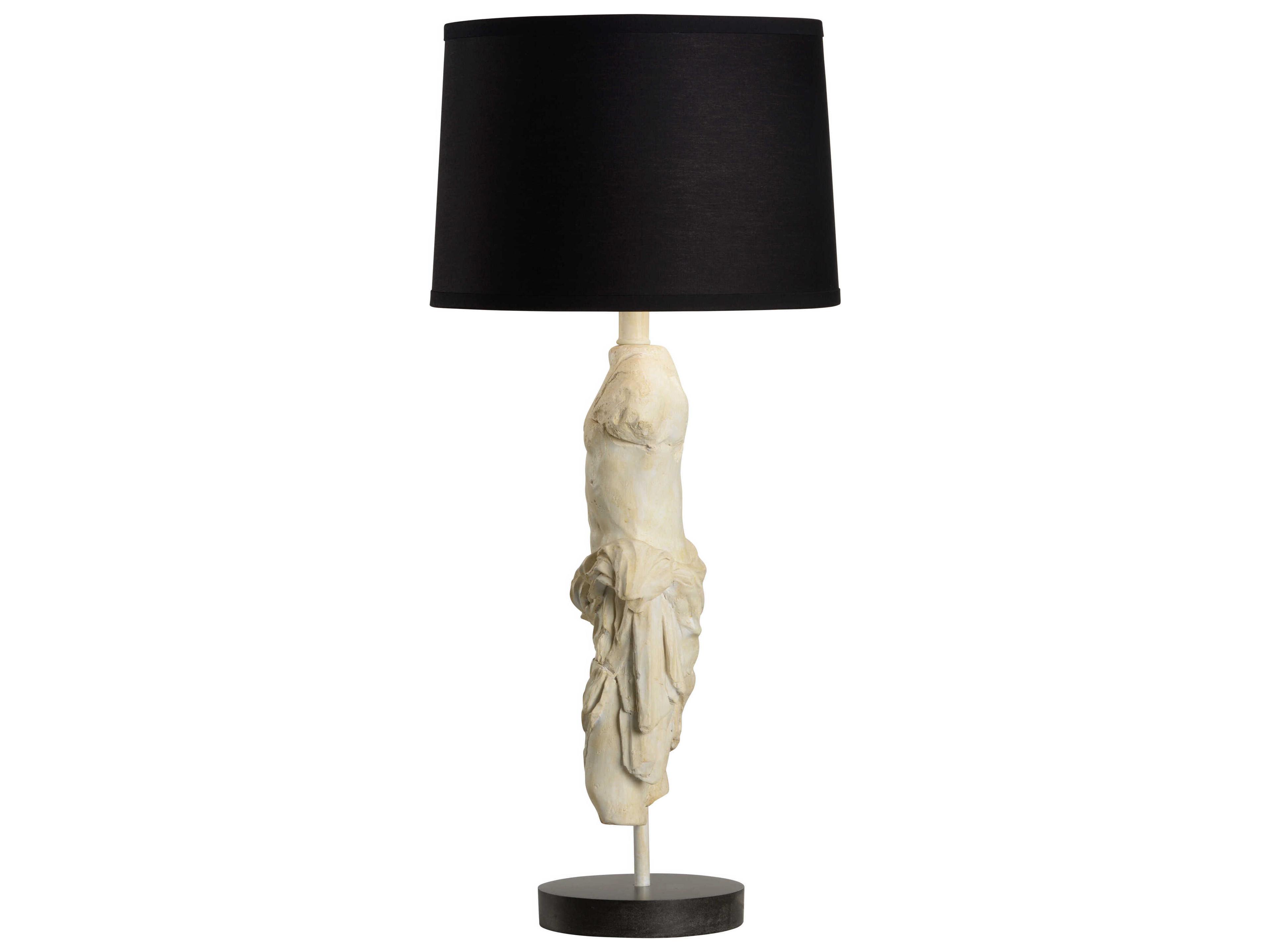 Wildwood Roman Emperor Statue Antique Stone Black Silkette Off White Buffet Lamp