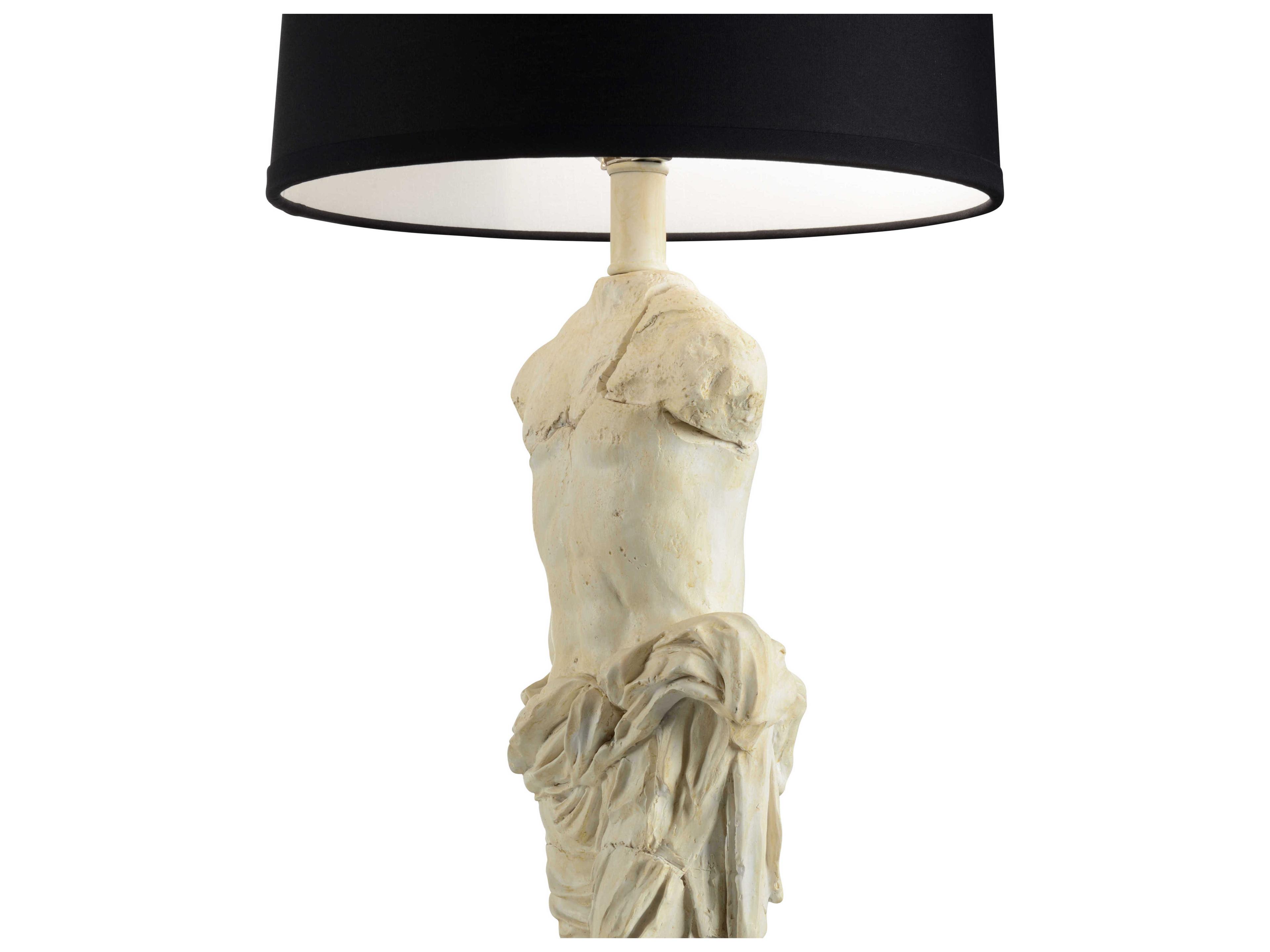 Wildwood Roman Emperor Statue Antique Stone Black Silkette Off White Buffet Lamp