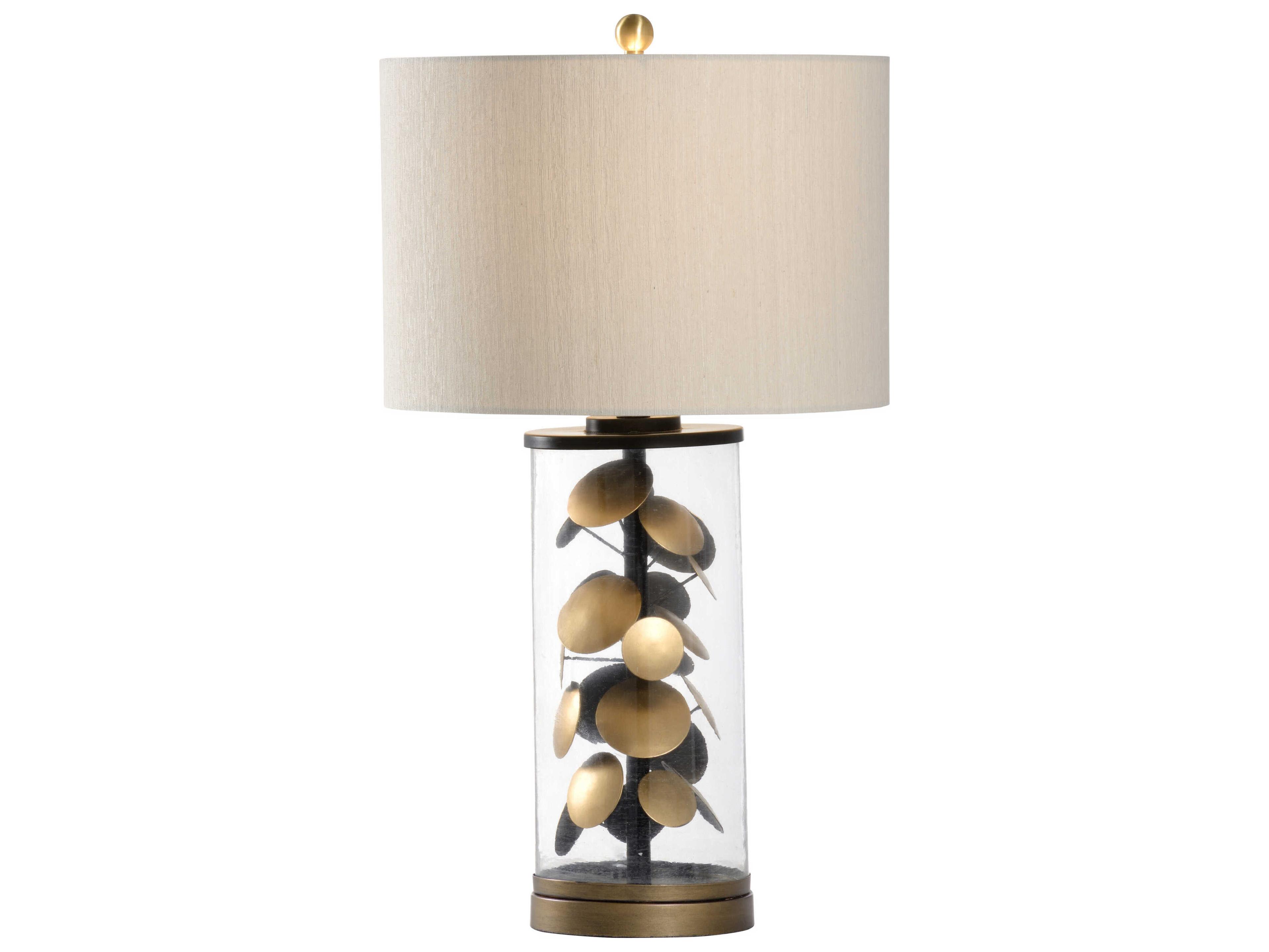 Circle Of Influence Antique Brass Cream Raw Silk Buffet Lamp