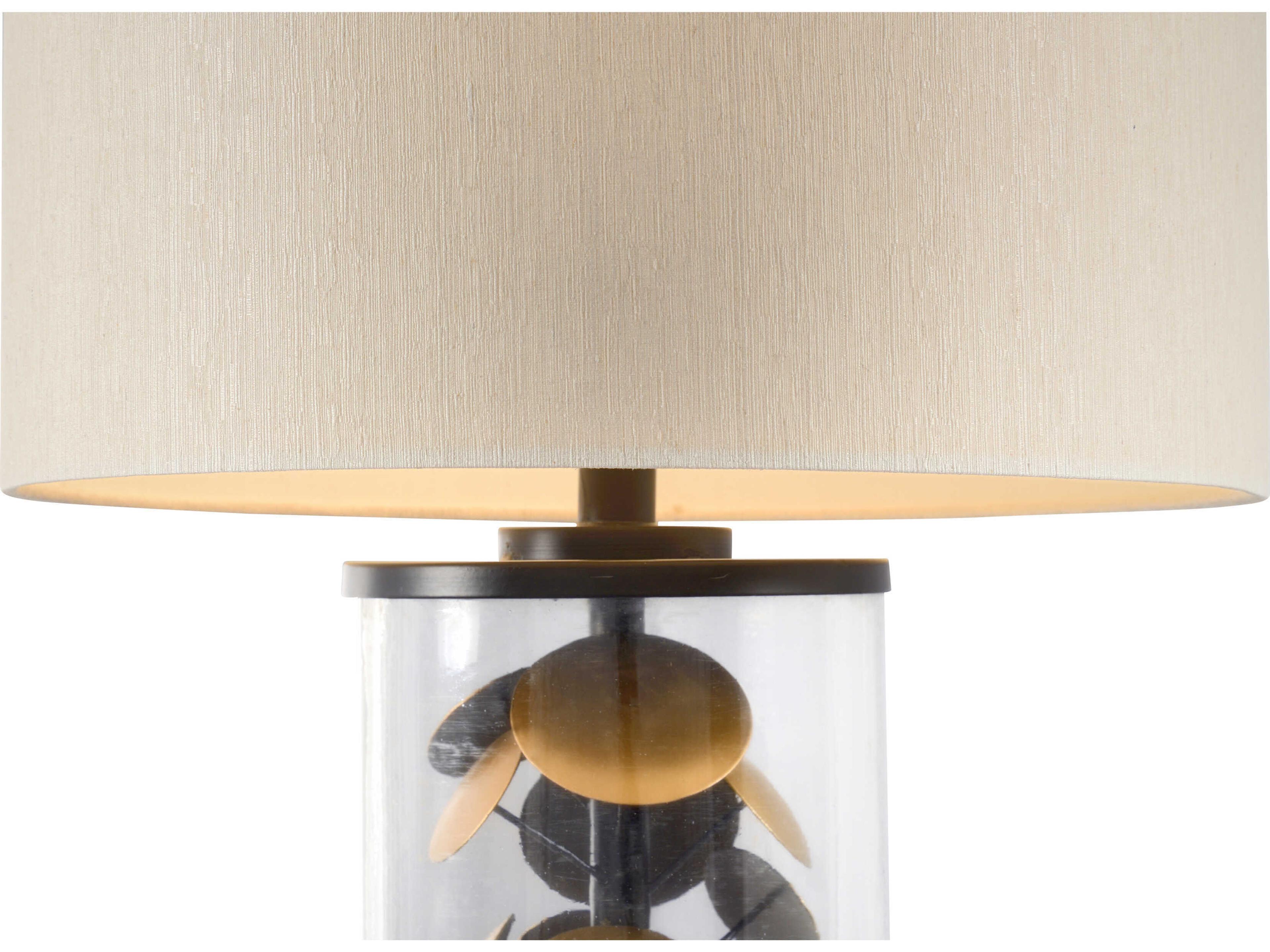 Wildwood Circle Of Influence Antique Brass Cream Raw Silk Buffet Lamp