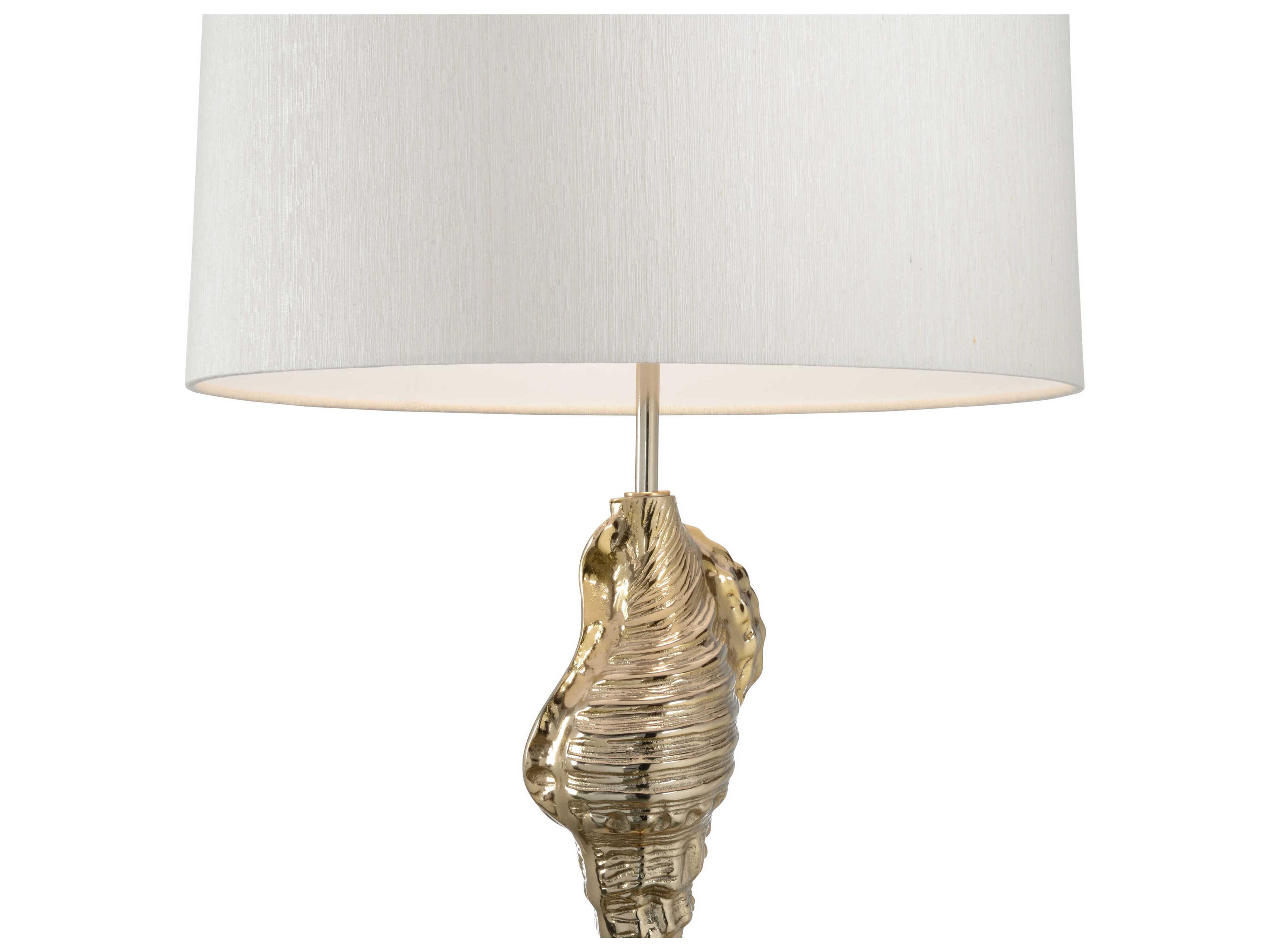 Wildwood Gold Shell Wishes Polished Brass Cream Raw Silk Buffet Lamp