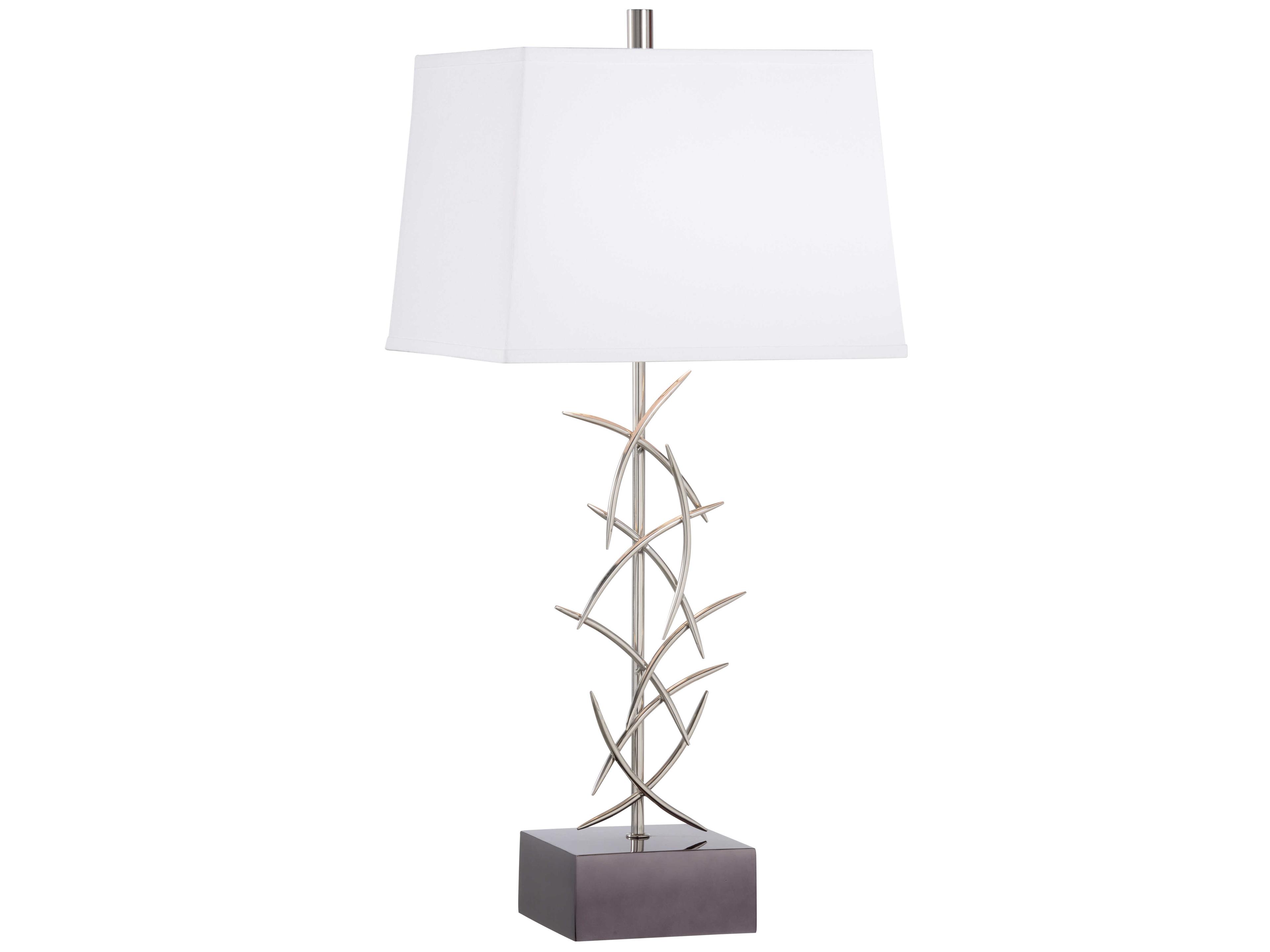 Diez Polished Nickel Off White Silkette Buffet Lamp