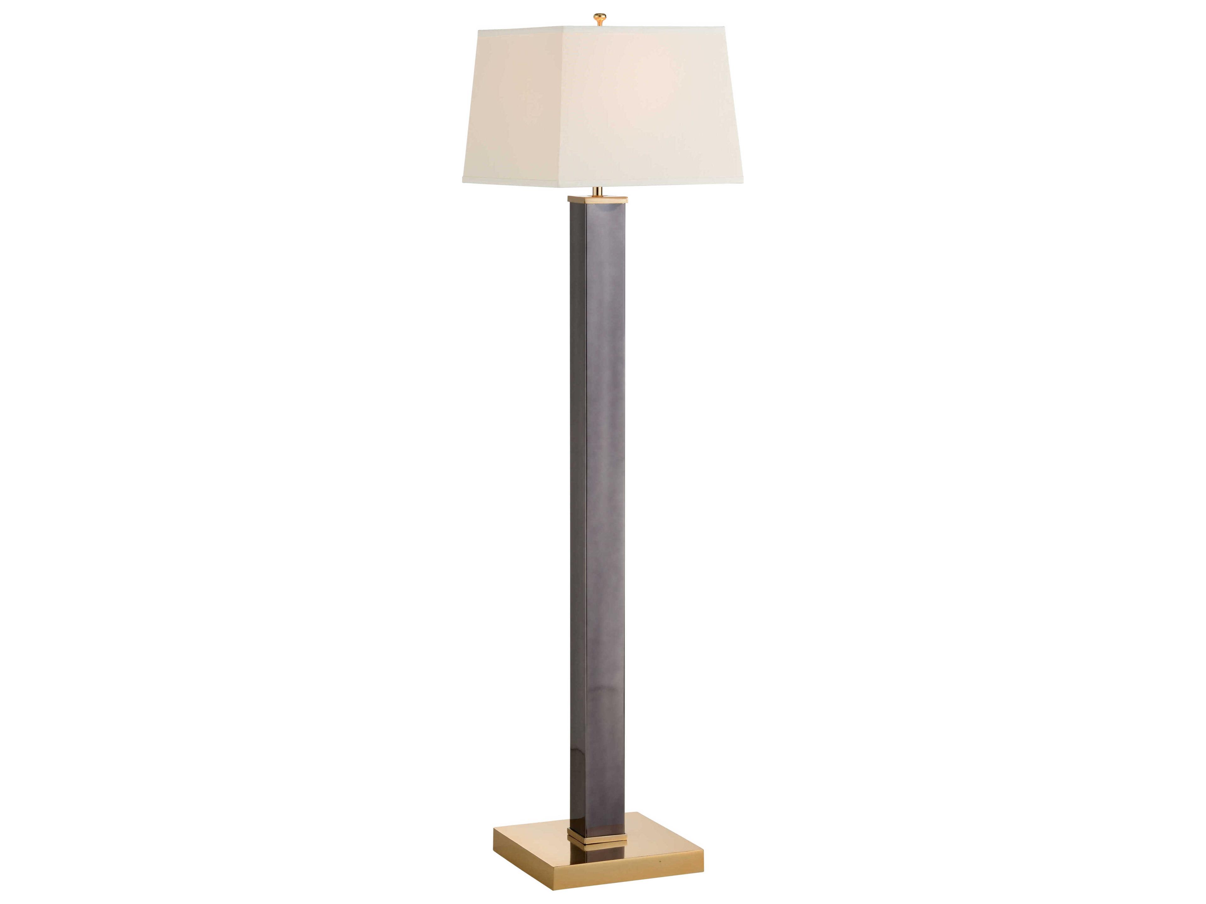 Square Shooter Black Nickel Off White Silkette Floor Lamp