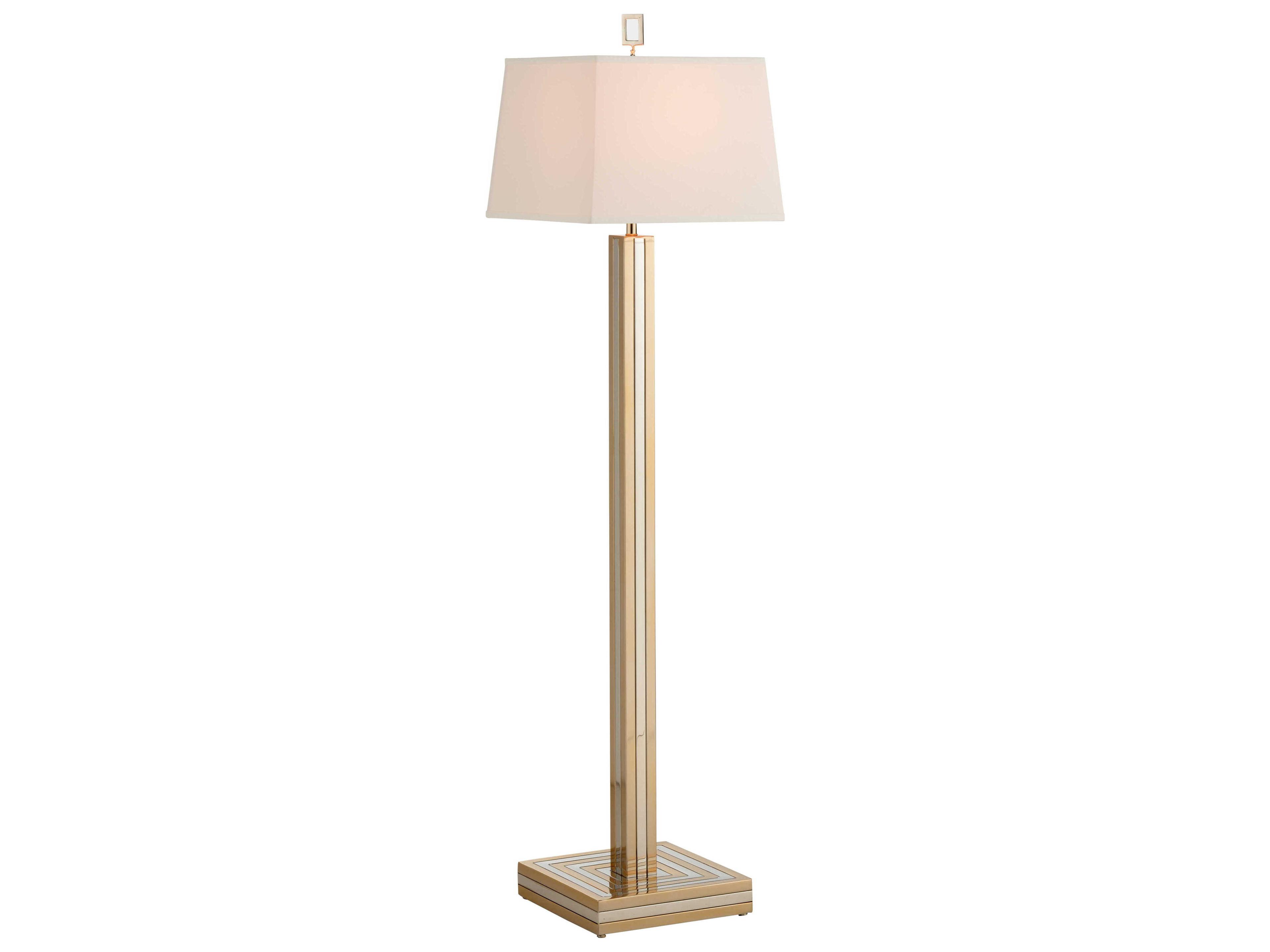 Gold Dust Polished Brass Nickel Off White Silkette Floor Lamp