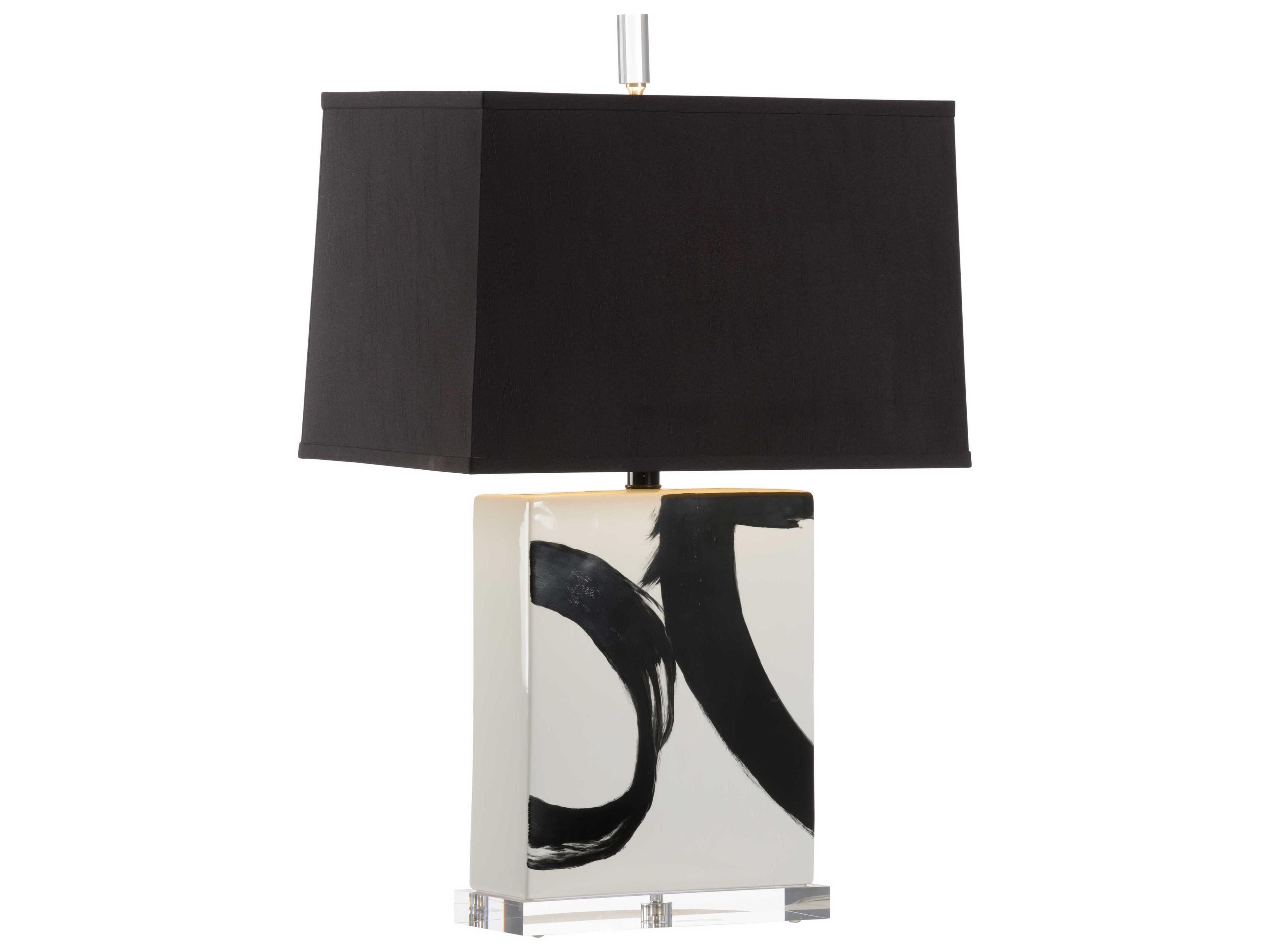 Wildwood Abstract Composition-I White Black Glaze Silkette Buffet Lamp