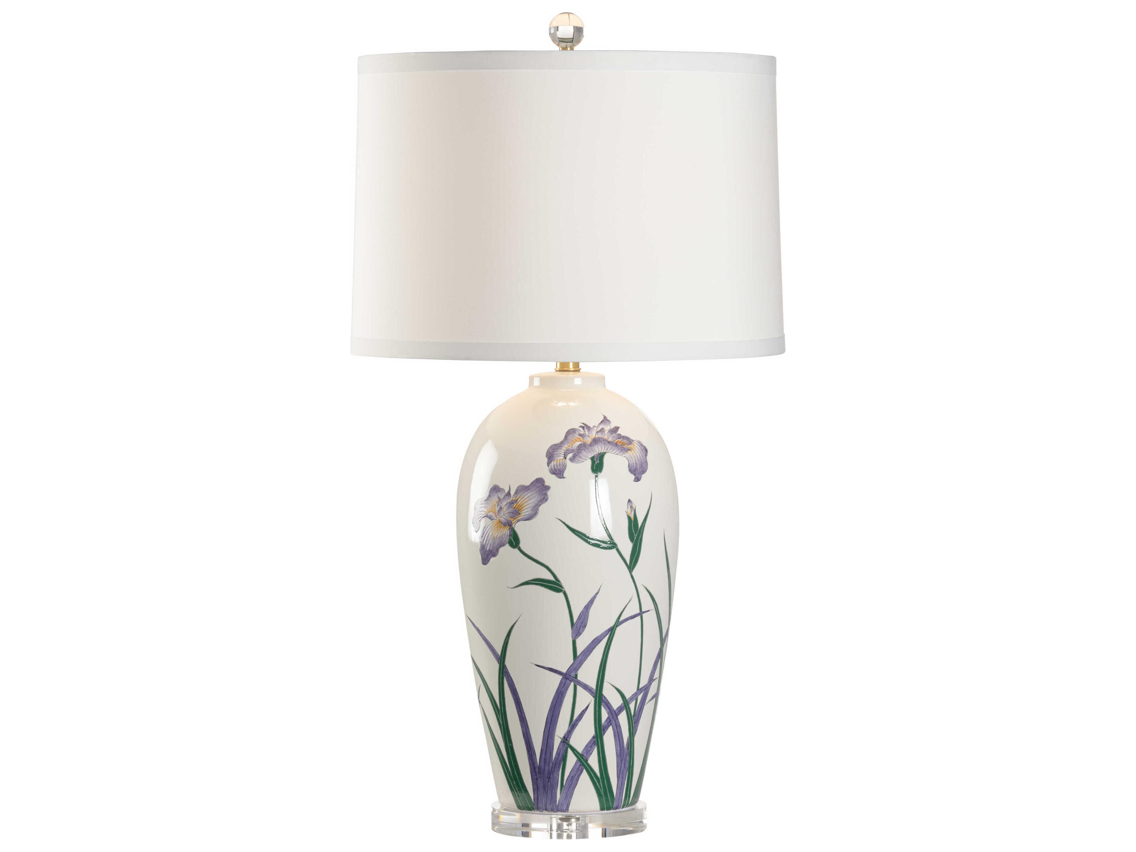 Ruth's Garden White Blue Green Off Silk Buffet Lamp
