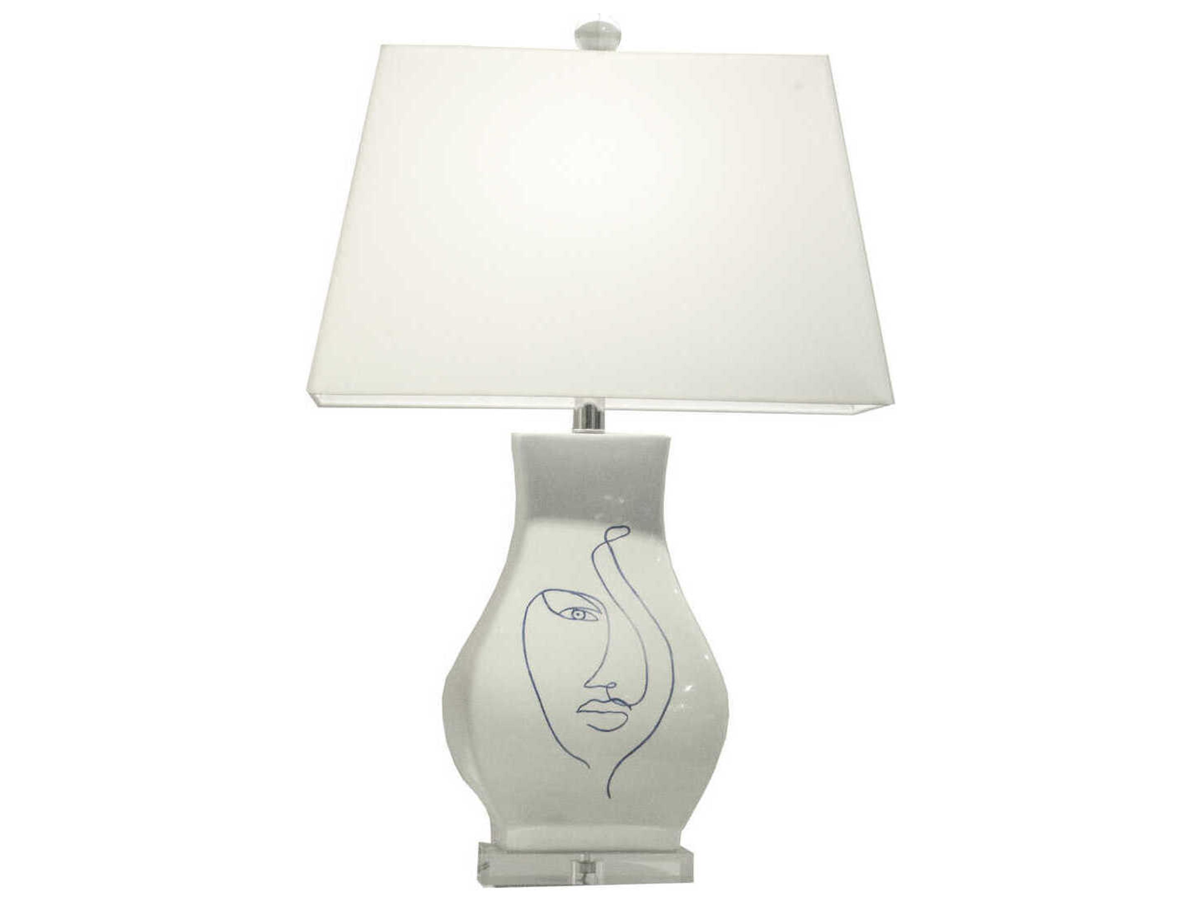 Wildwood Abstract Portrait-I White Glaze Microfiber Buffet Lamp