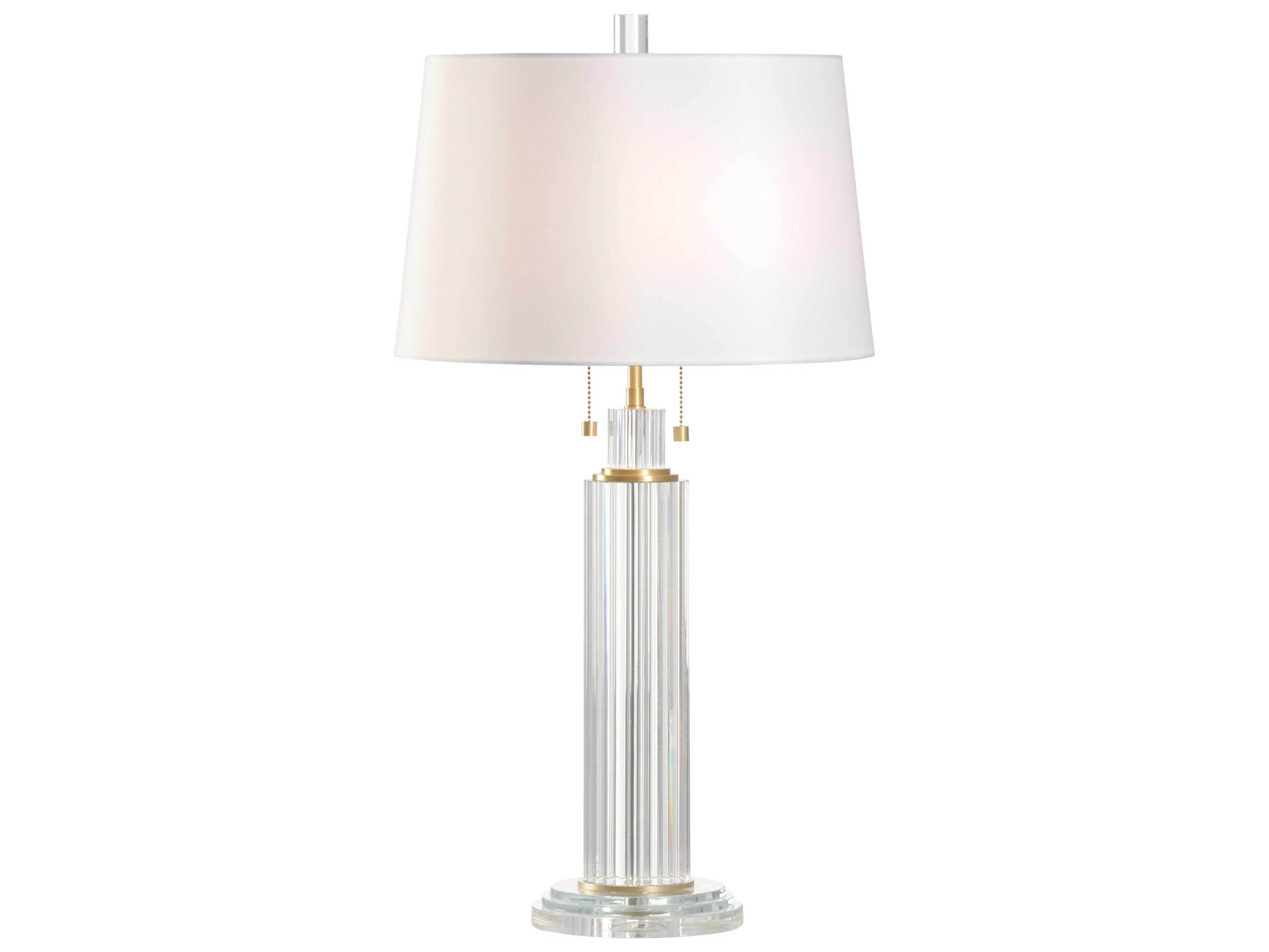 Wildwood Catania Clear Antique Brass Off White Silkette Buffet Lamp