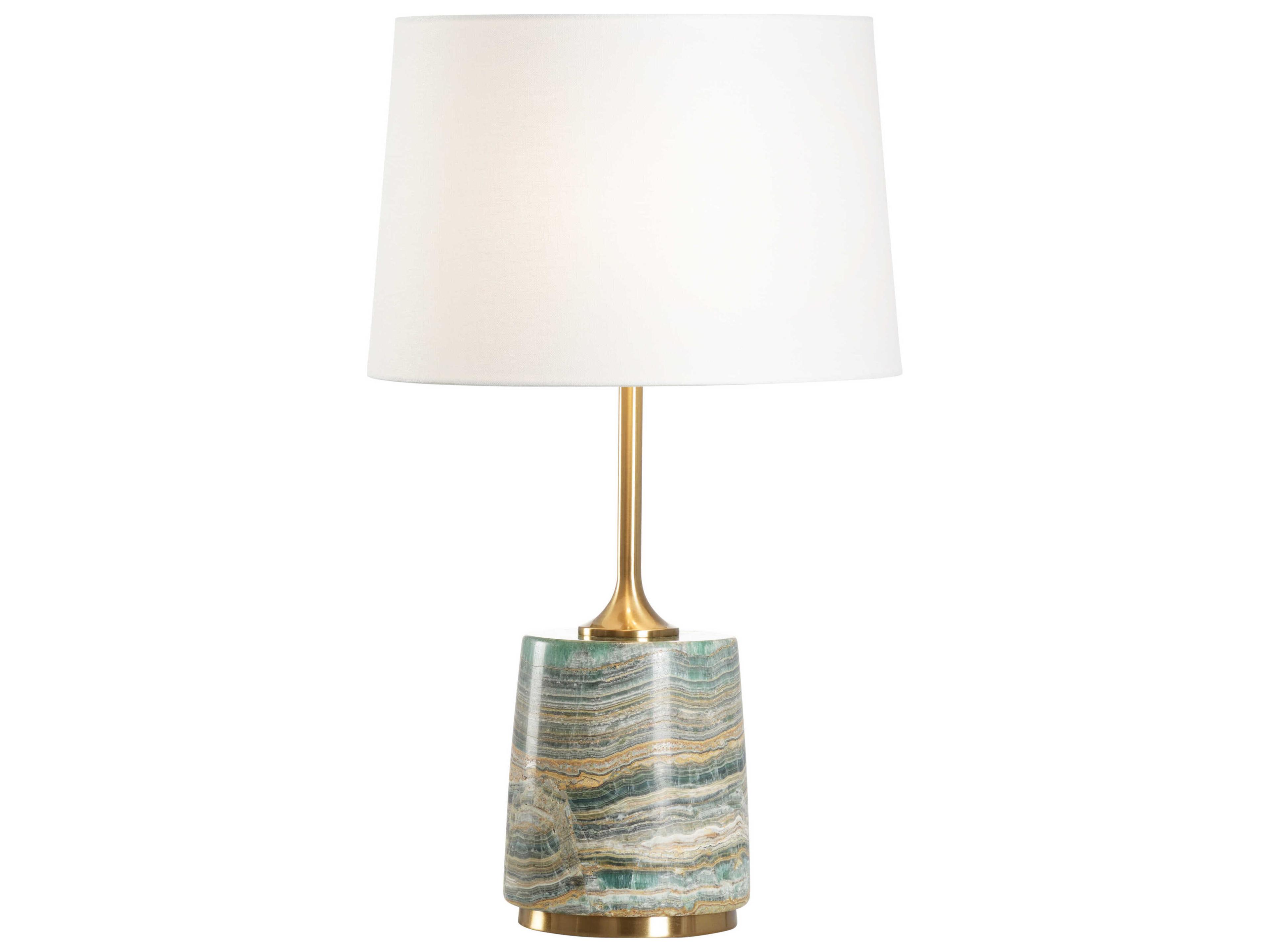 Wildwood Liguria Coffee Bronze Natural Dark Green Off White Linen Buffet Lamp