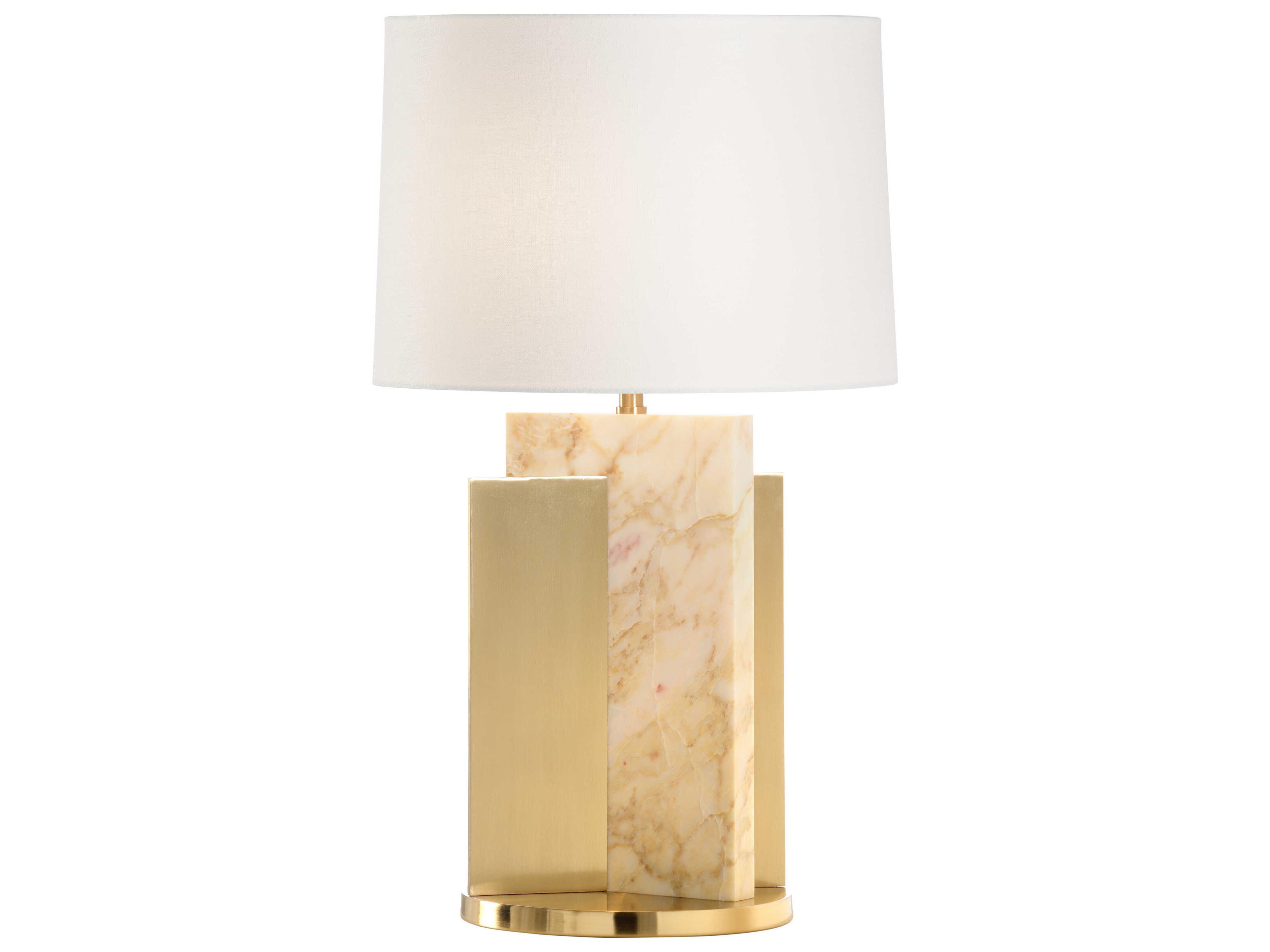 Wildwood Manarola Coffee Bronze Natural Calacatta Gold Off White Linen Buffet Lamp