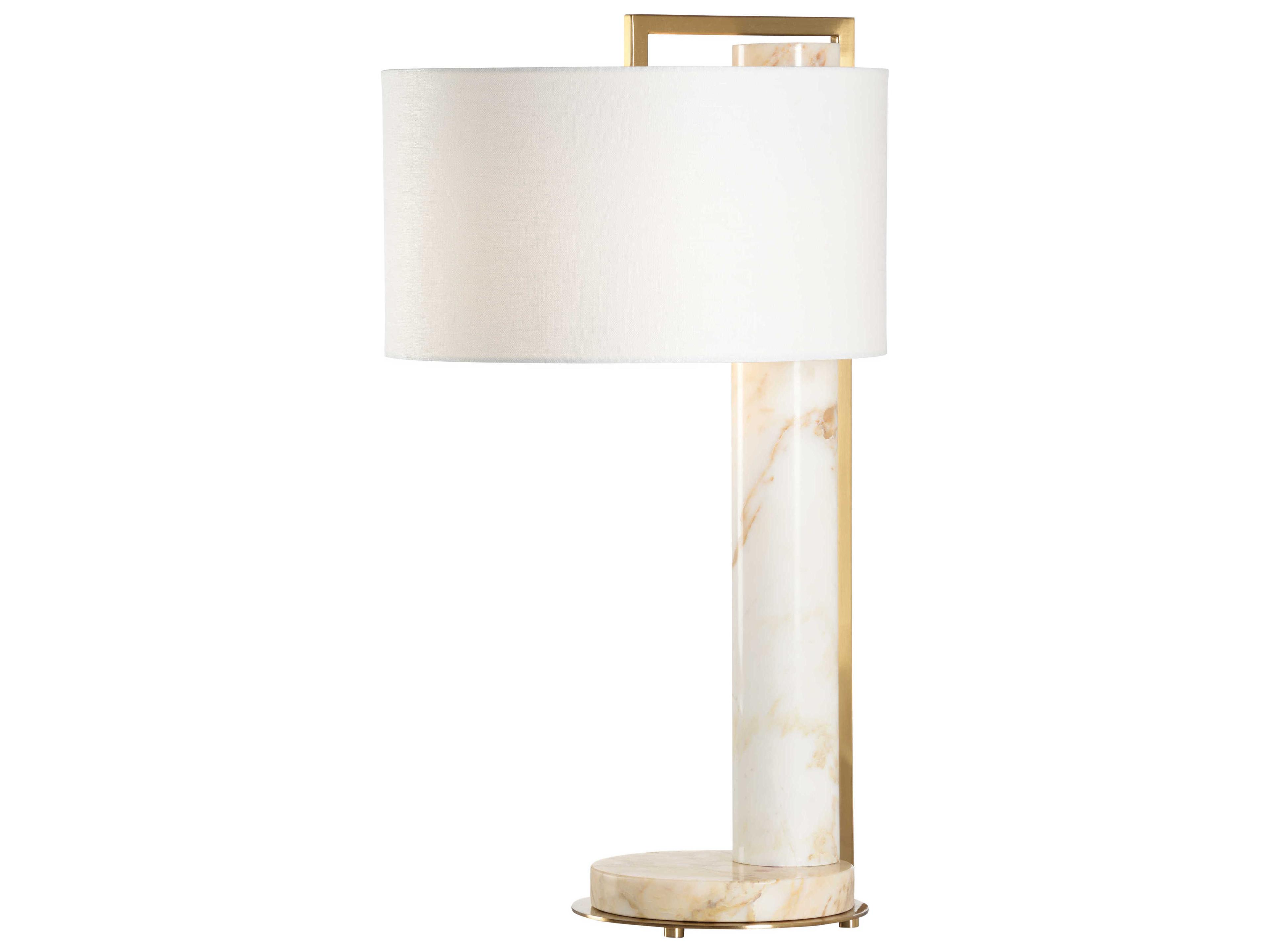 Wildwood Rimini Natural Calacatta Gold Coffee Bronze Off White Linen Buffet Lamp