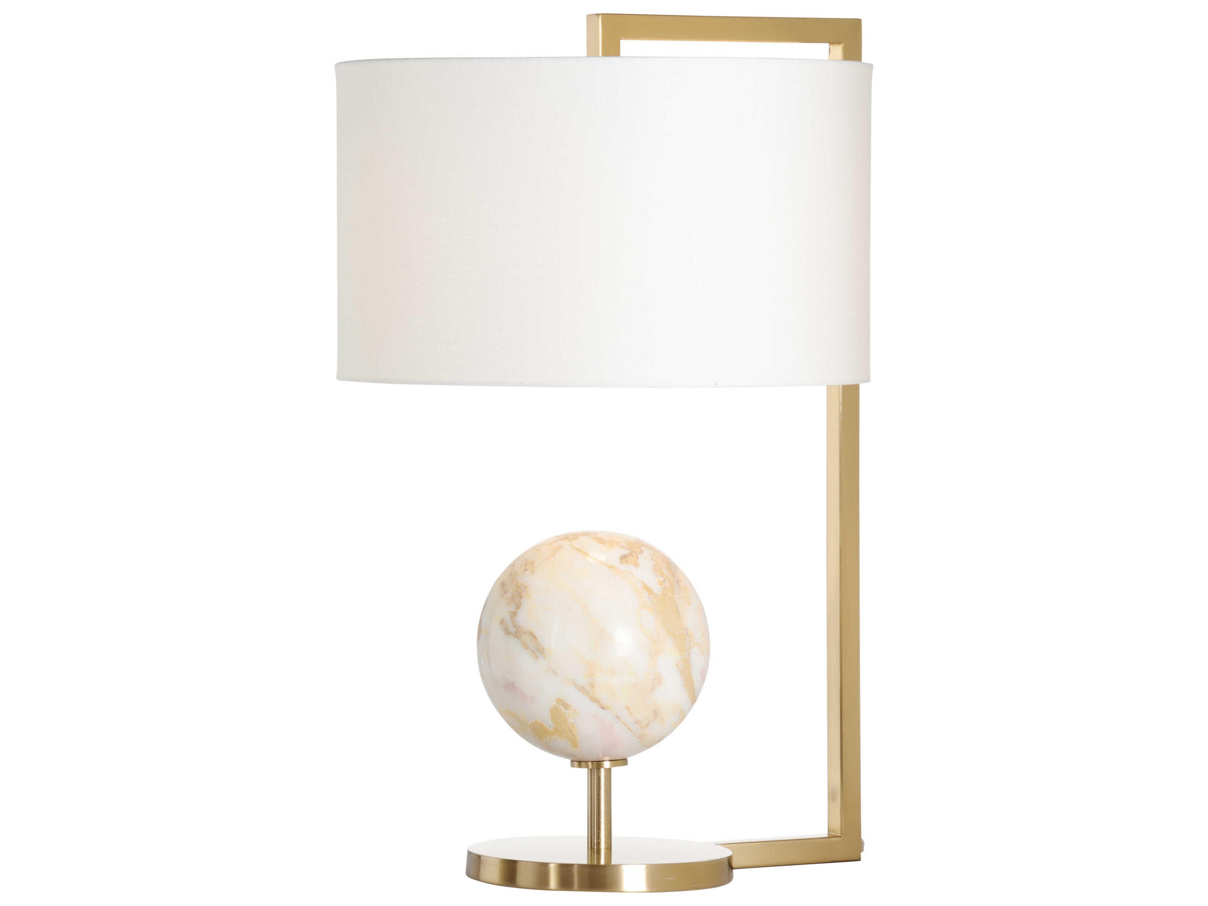 Calabria Coffee Bronze Calacatta Gold Off White Linen Buffet Lamp