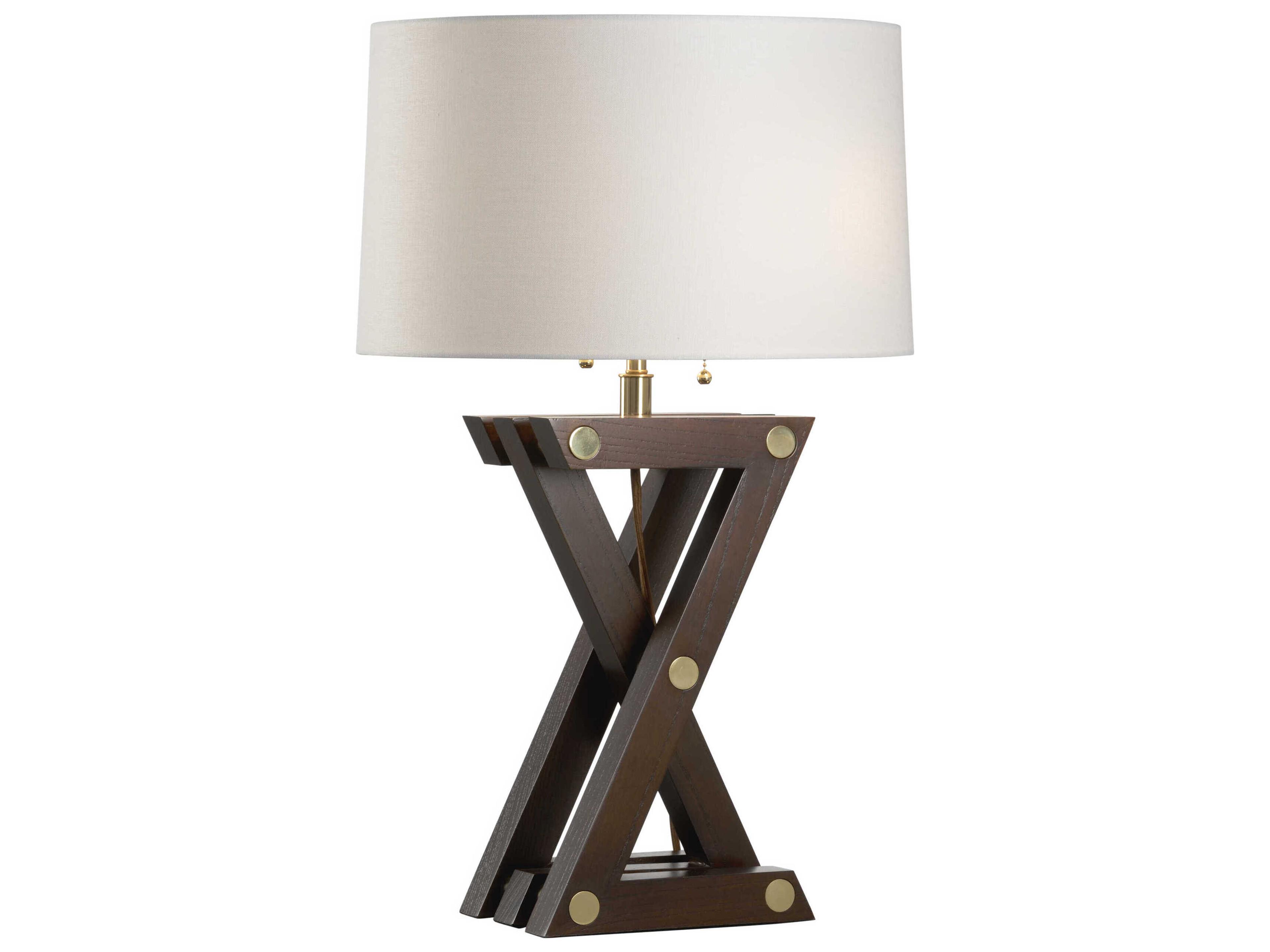 Zander Walnut Off White Linen Brown Buffet Lamp