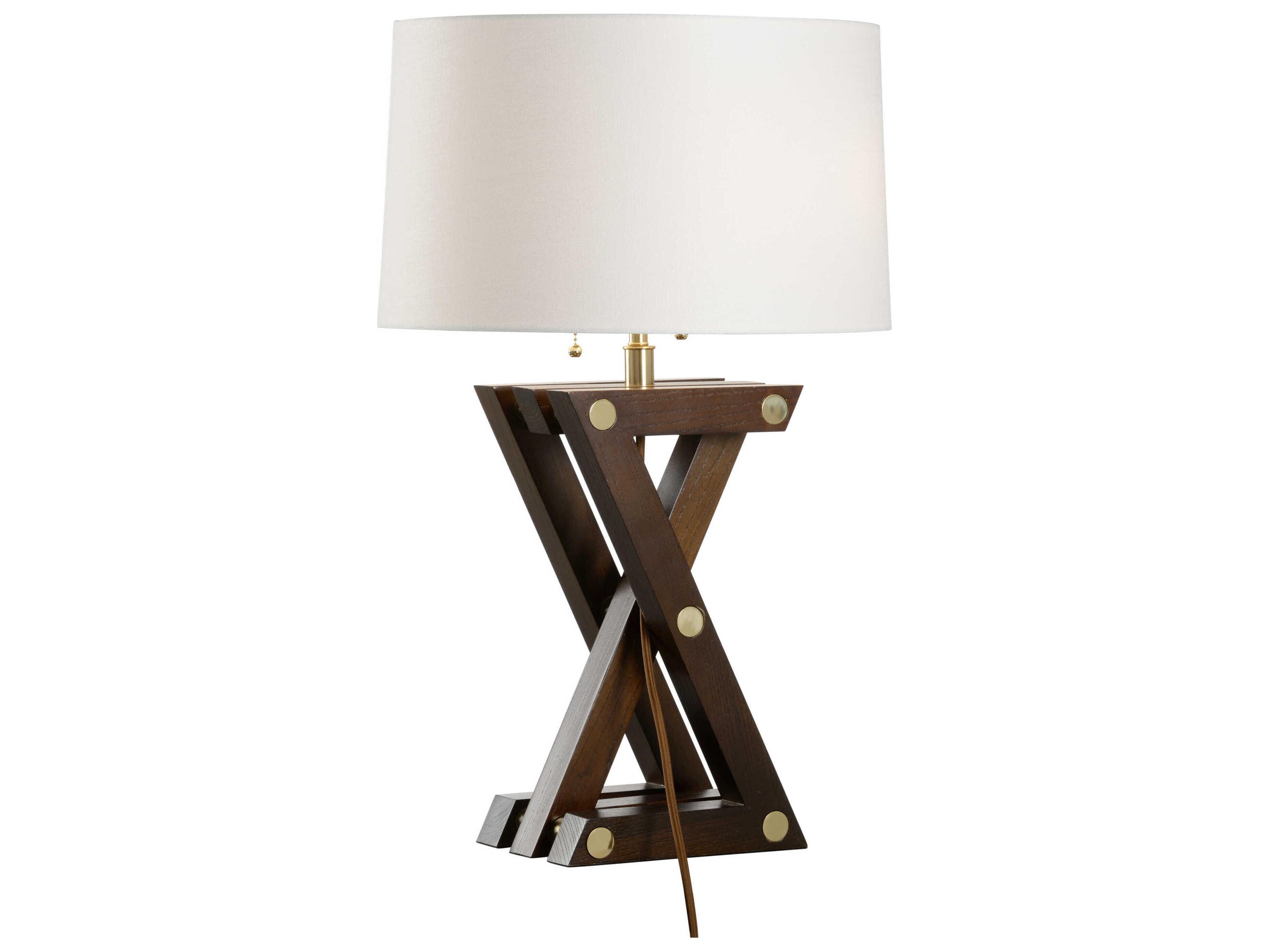 Wildwood Zander Walnut Off White Linen Brown Buffet Lamp