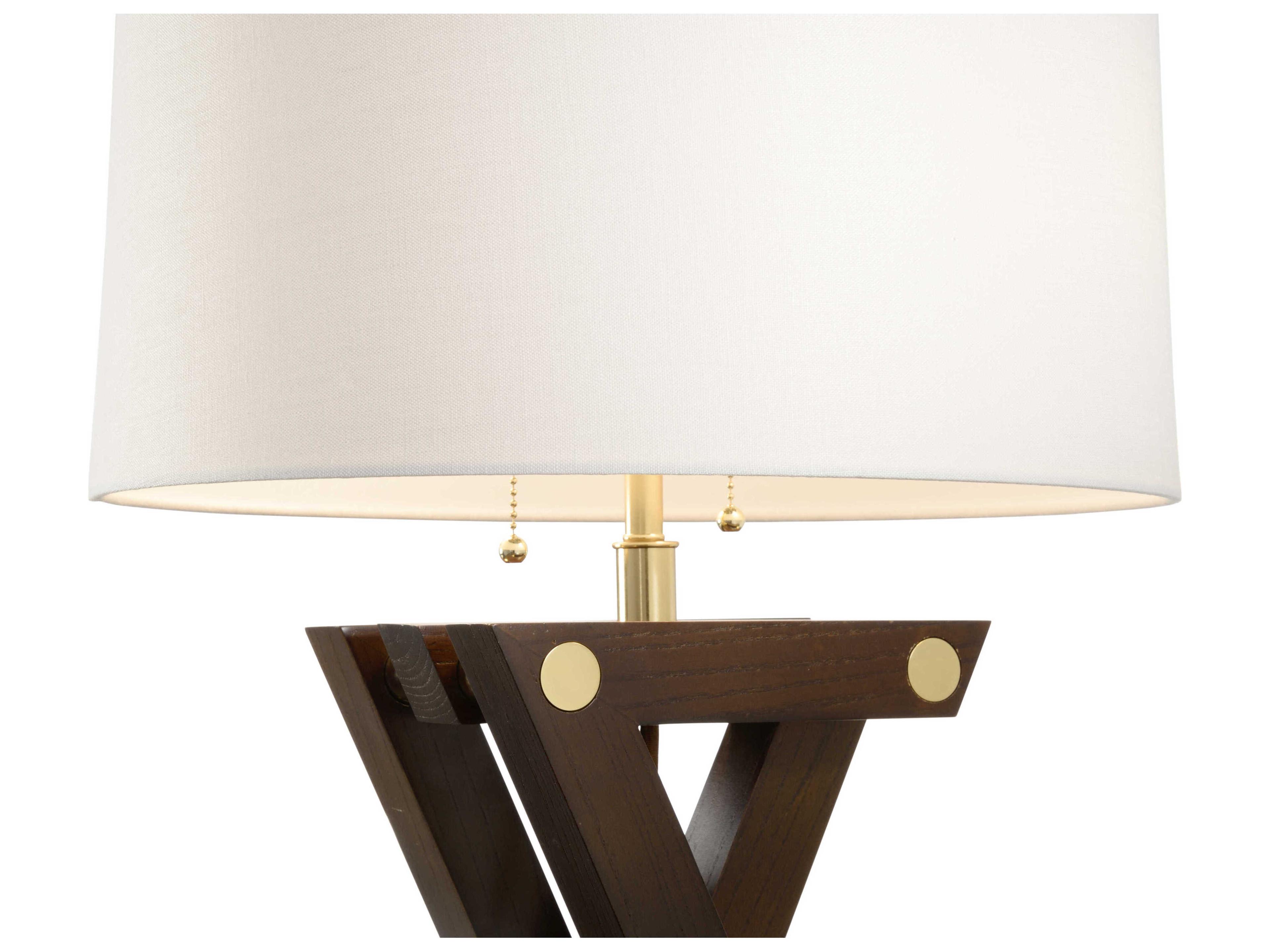 Wildwood Zander Walnut Off White Linen Brown Buffet Lamp