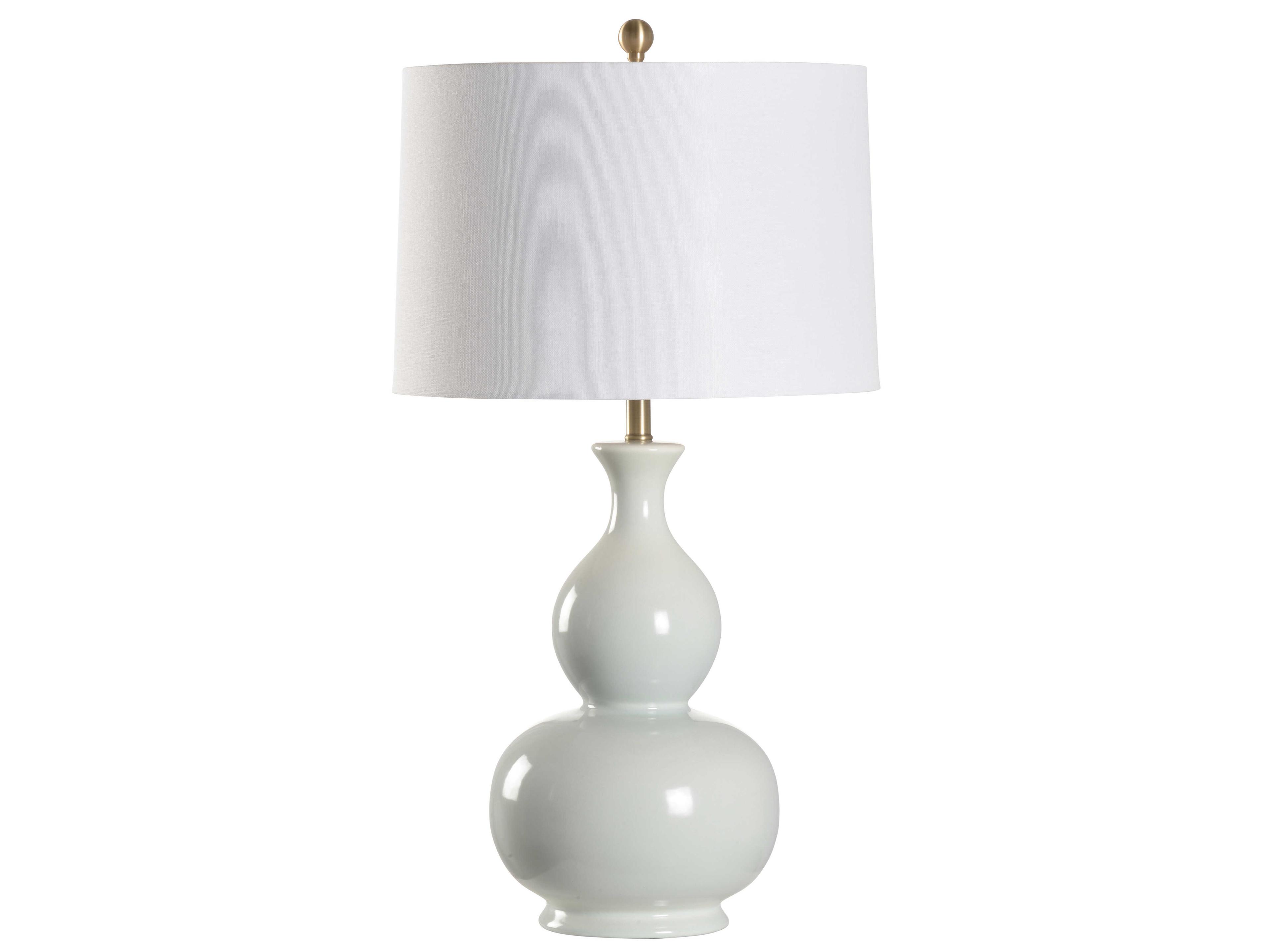 Waterspout Crisp Blue Off White Linen Buffet Lamp