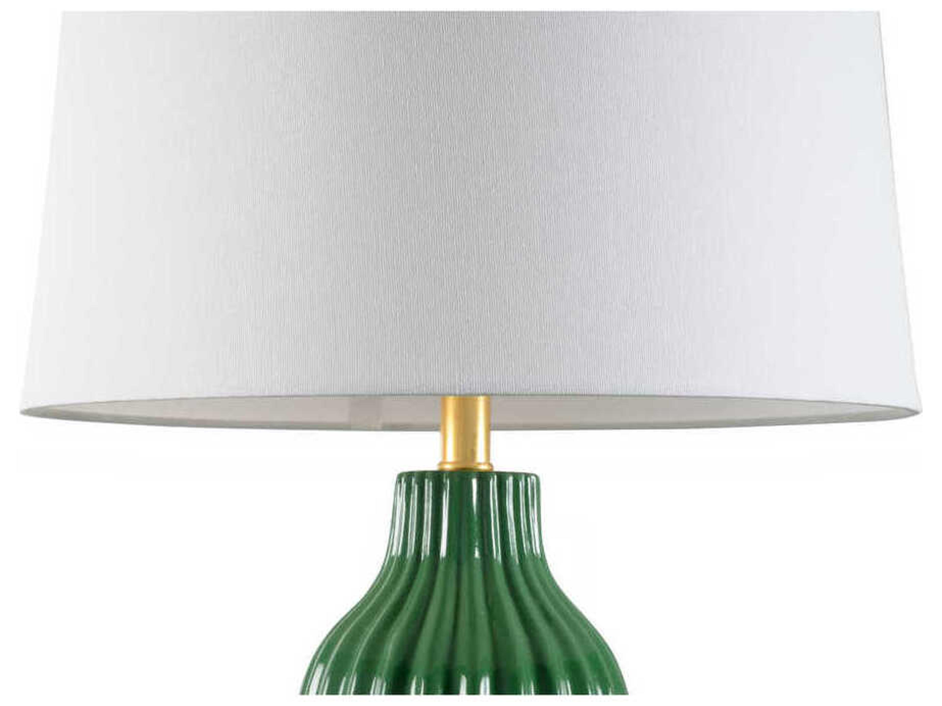 Wildwood Oliver Parrot Green Glaze Off White Linen Buffet Lamp