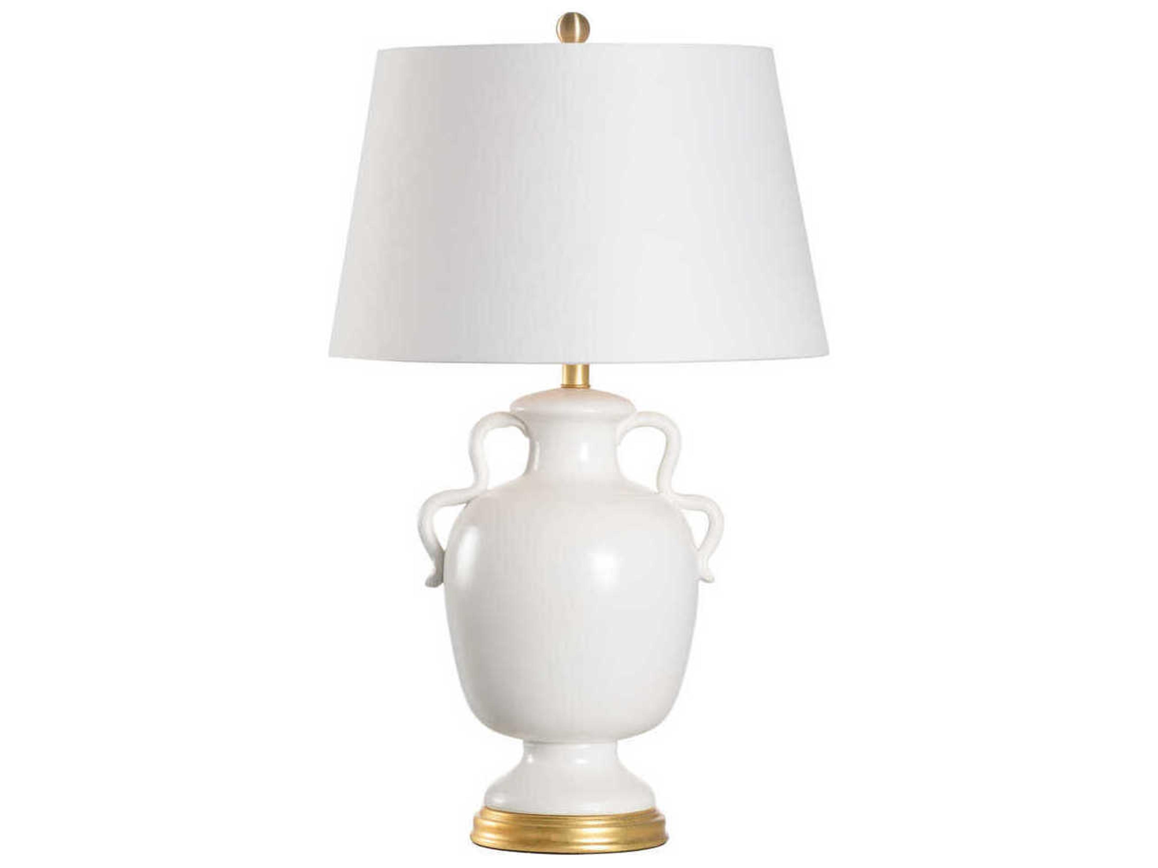 Claire White Glaze Off Linen Buffet Lamp
