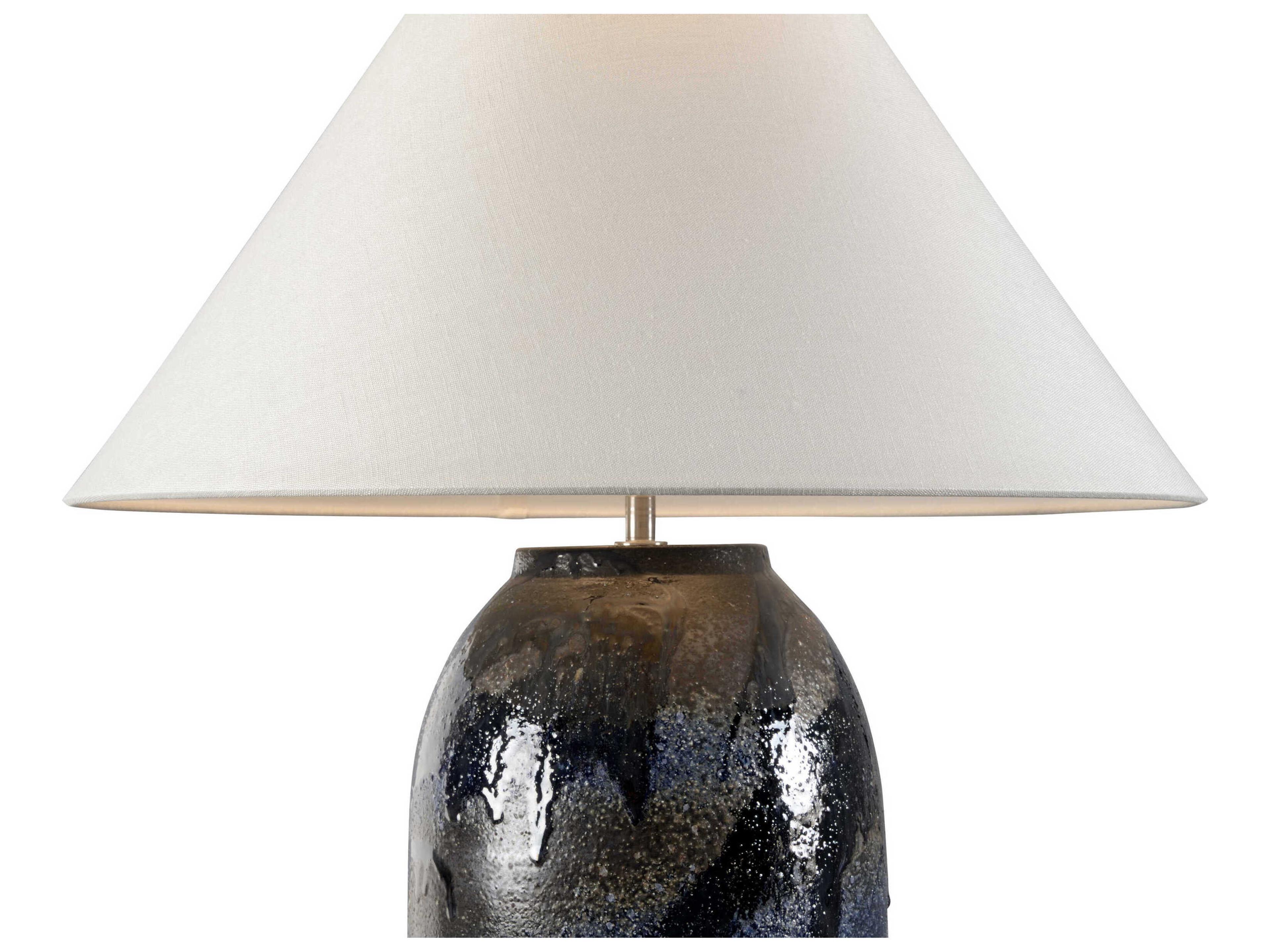 Wildwood Shiga Hatsu Blue Off White Linen Buffet Lamp