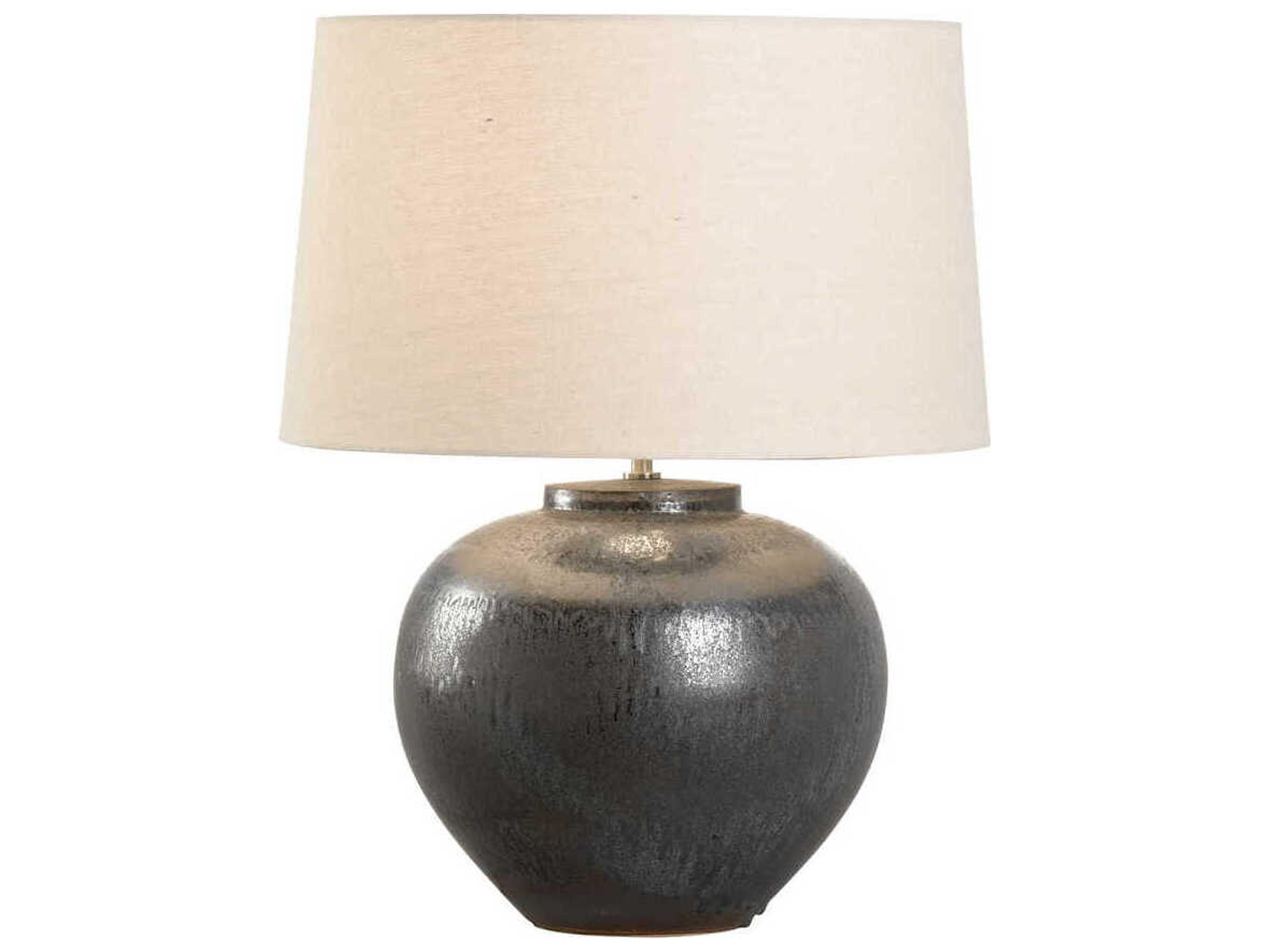 Shiga Kuro Black Tan Linen Table Lamp