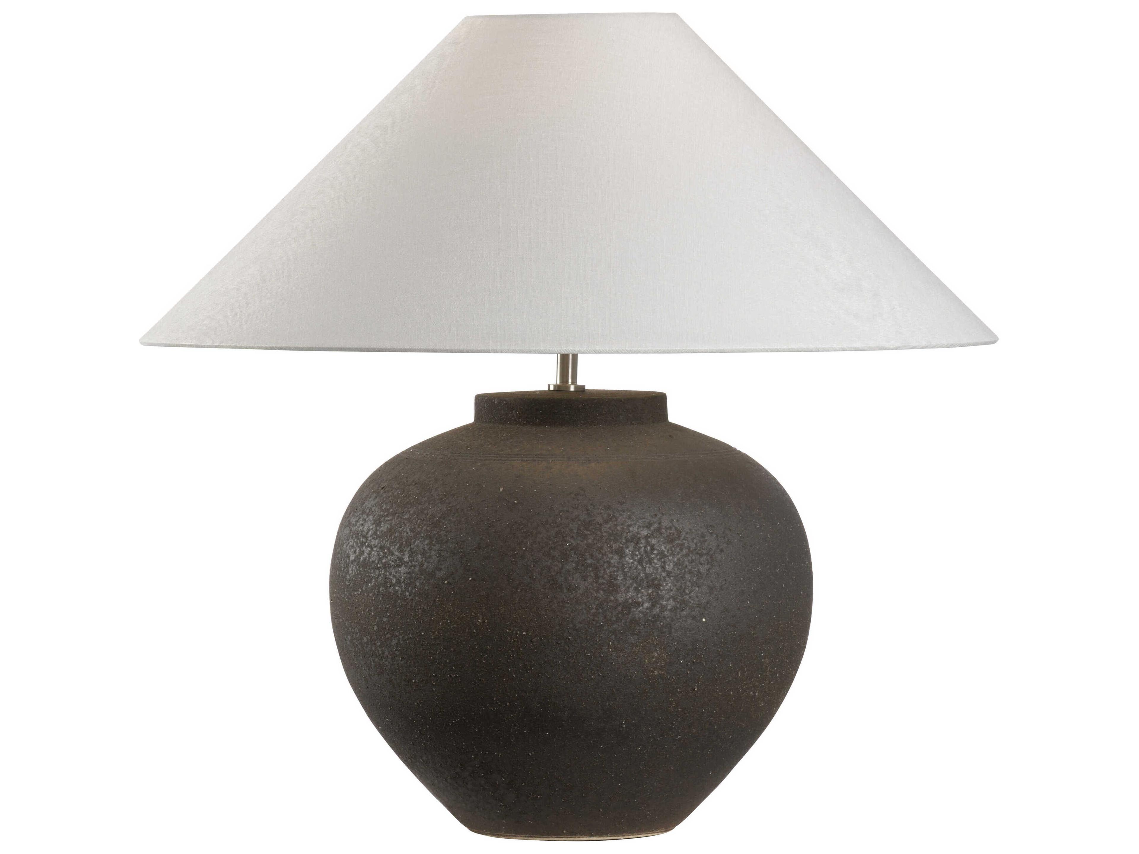 Wildwood Shiga Ahmya Sanded Black Off White Linen Table Lamp