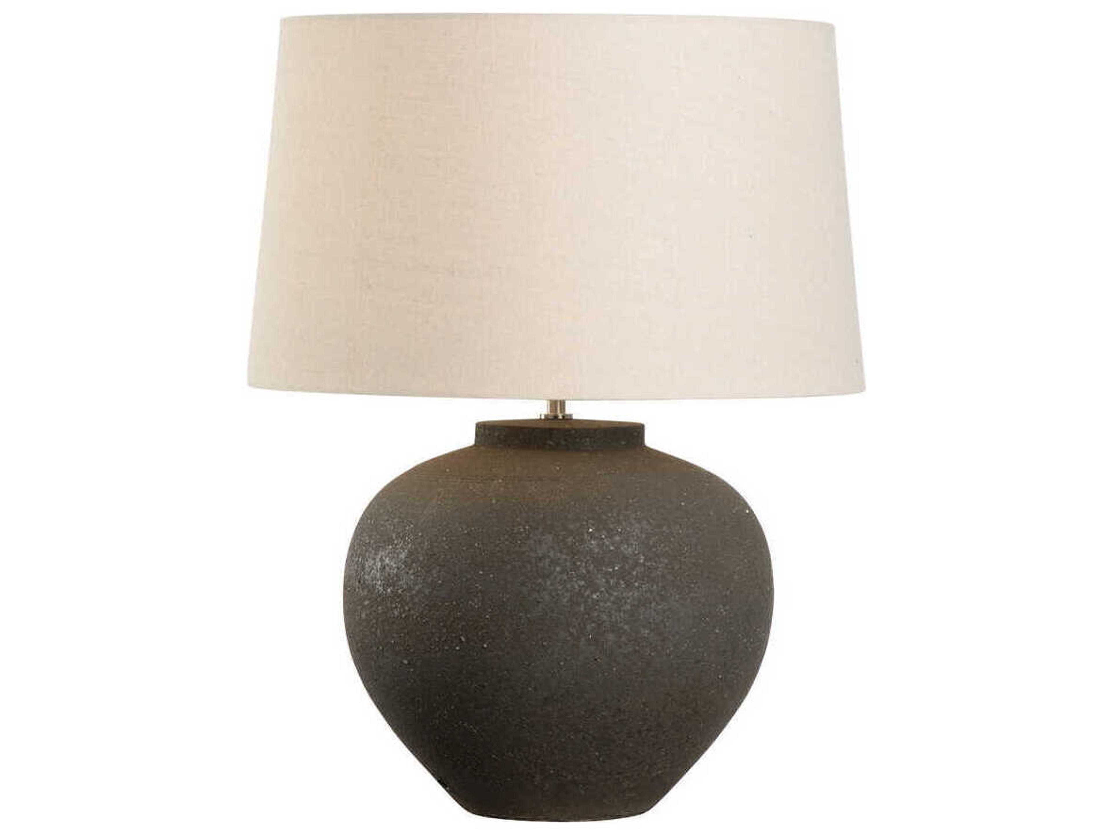 Wildwood Shiga Ahmya Sanded Black Off White Linen Table Lamp