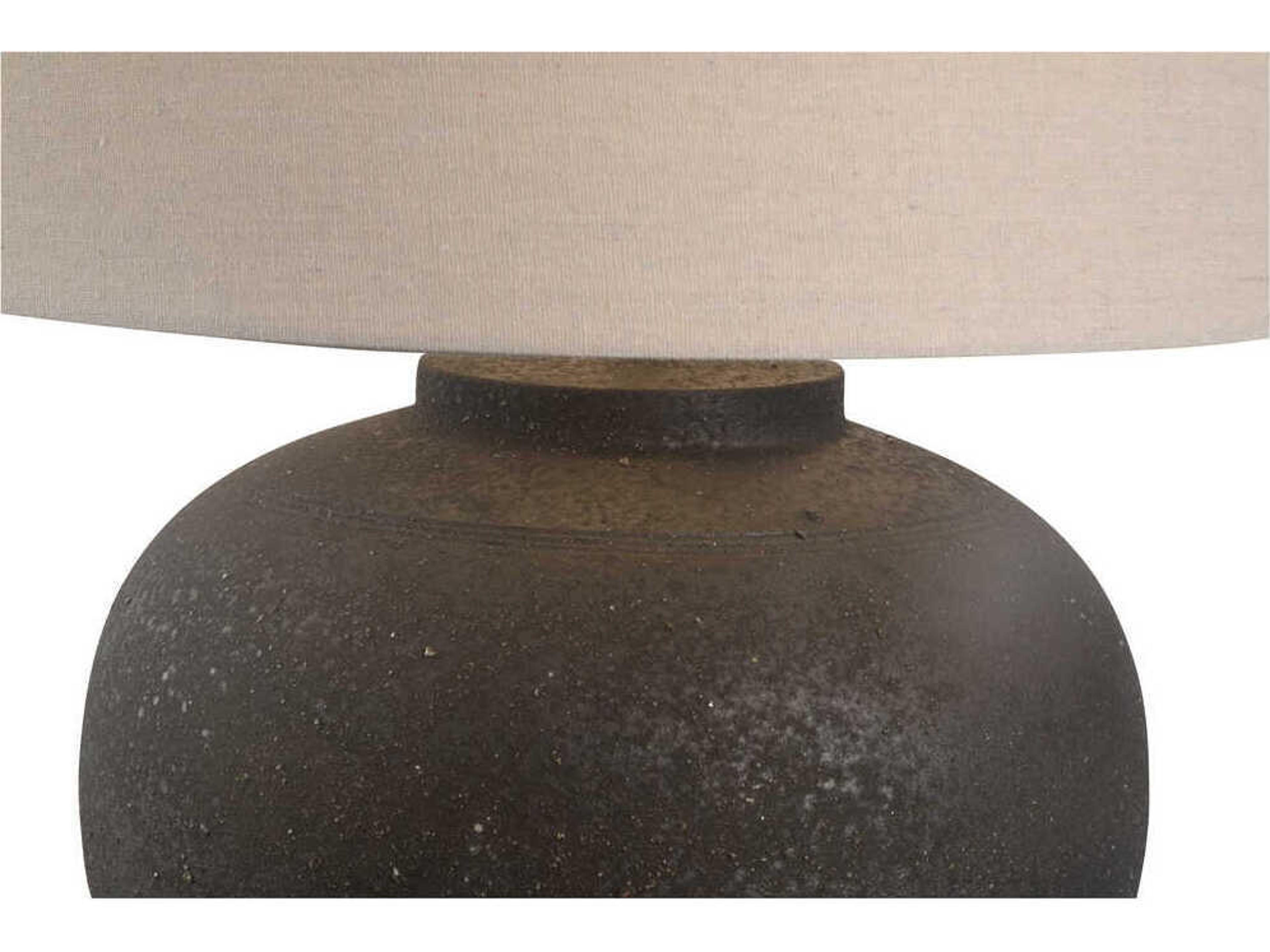Wildwood Shiga Ahmya Sanded Black Off White Linen Table Lamp