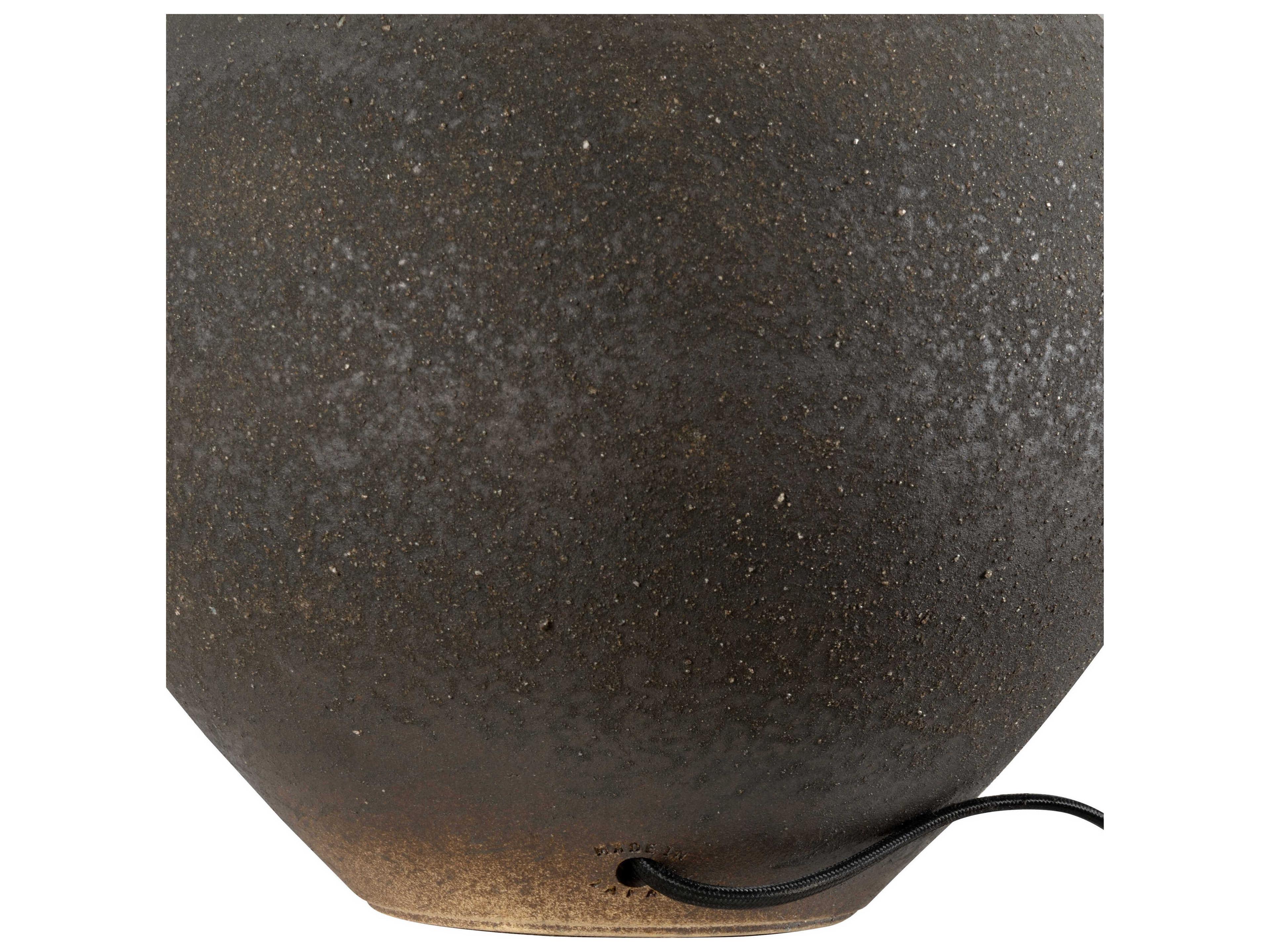 Wildwood Shiga Ahmya Sanded Black Off White Linen Table Lamp