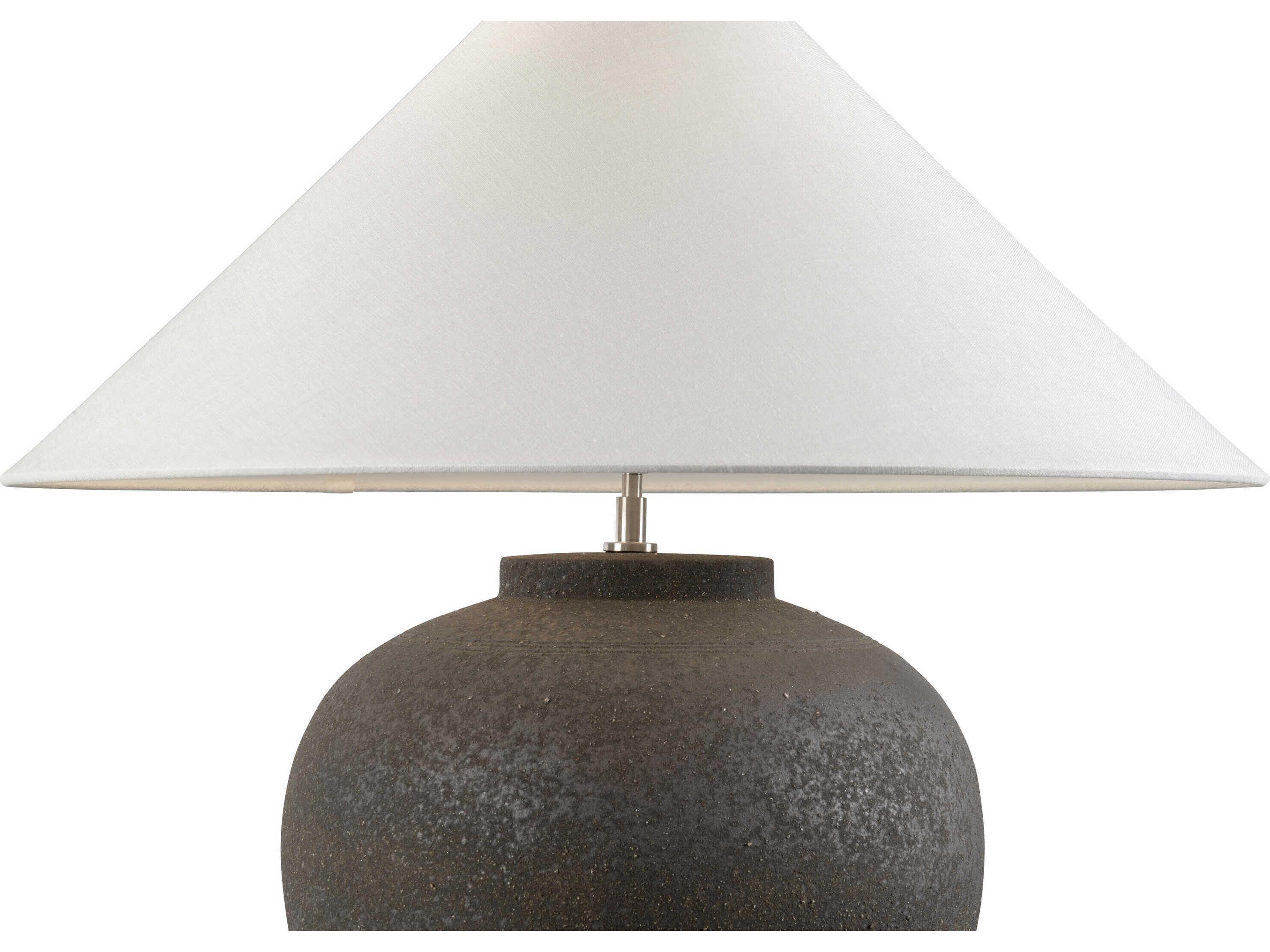 Wildwood Shiga Ahmya Sanded Black Off White Linen Table Lamp