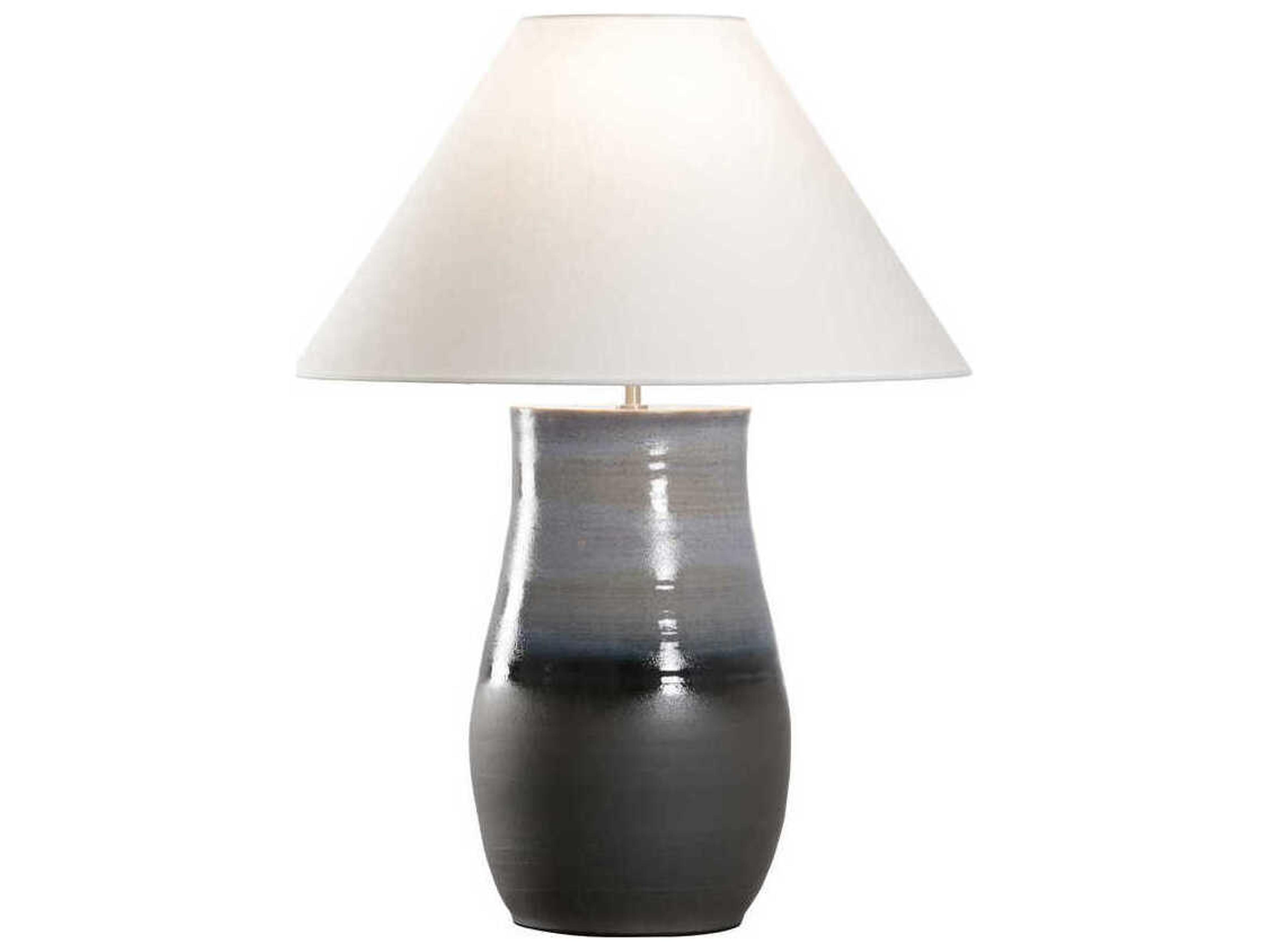 Shiga Sana Blue Tan Linen Buffet Lamp