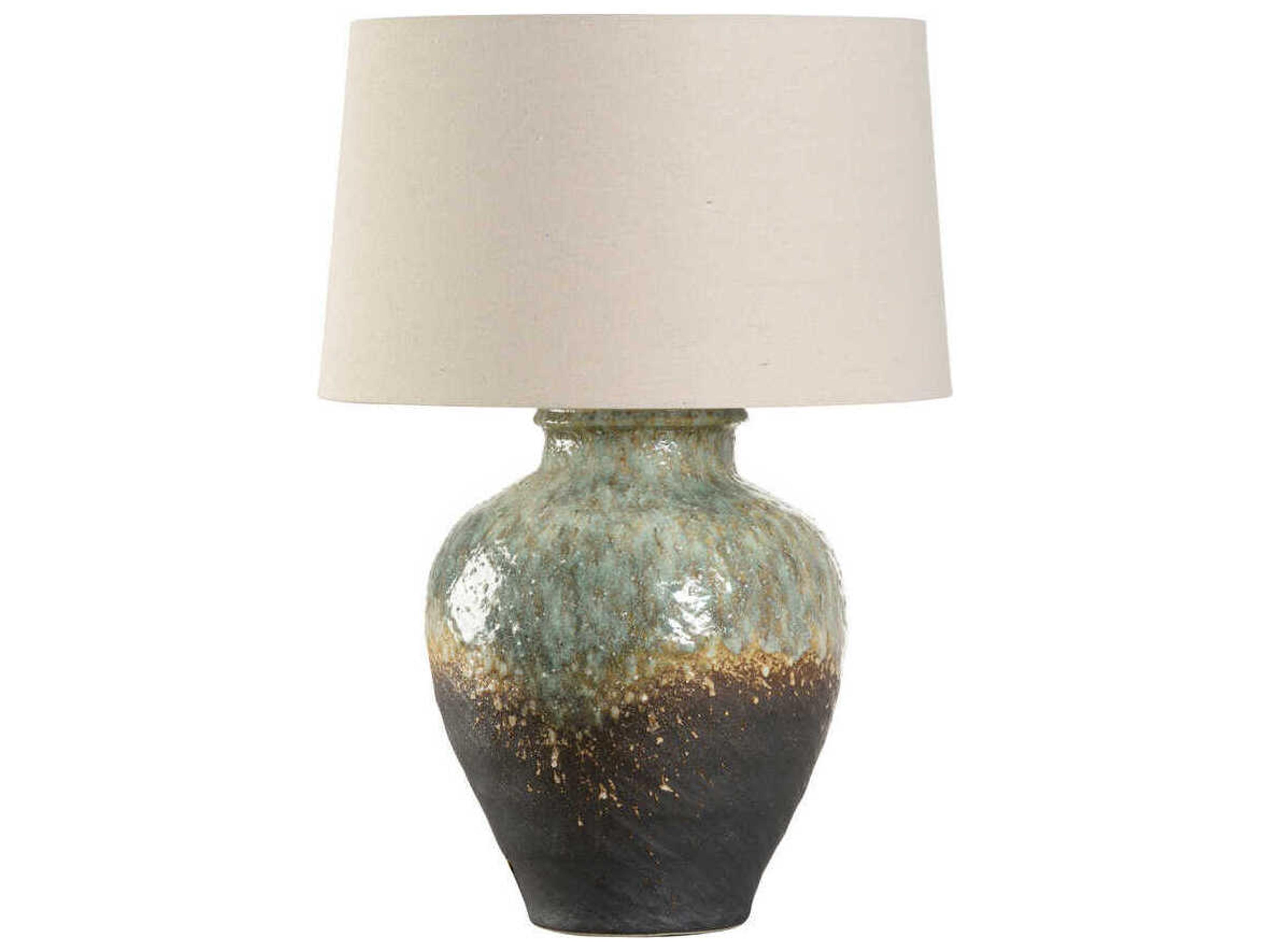 Wildwood Shiga Daichi Brown Green Tan Linen Buffet Lamp