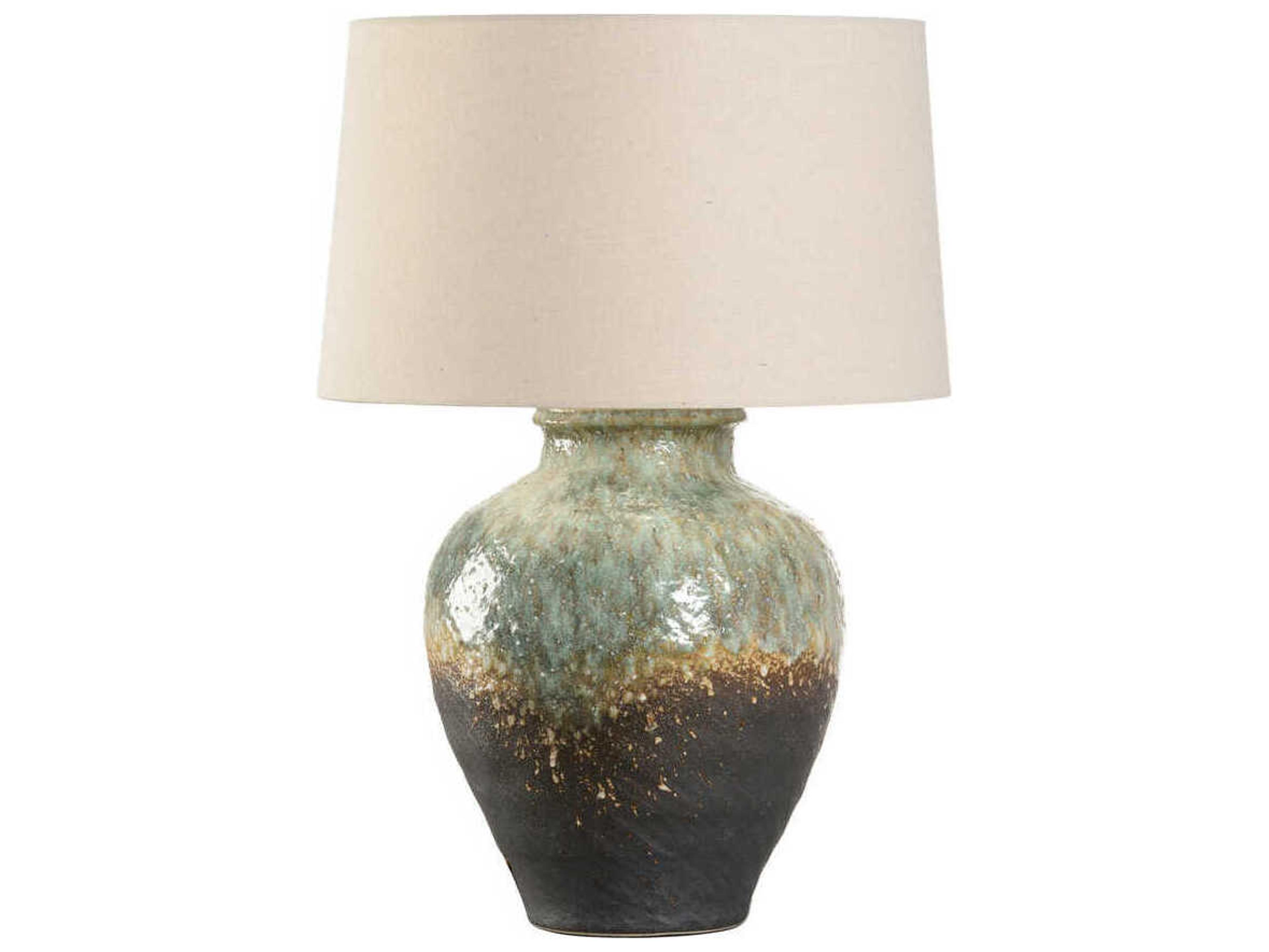 Wildwood Shiga Daichi Brown Green Tan Linen Buffet Lamp