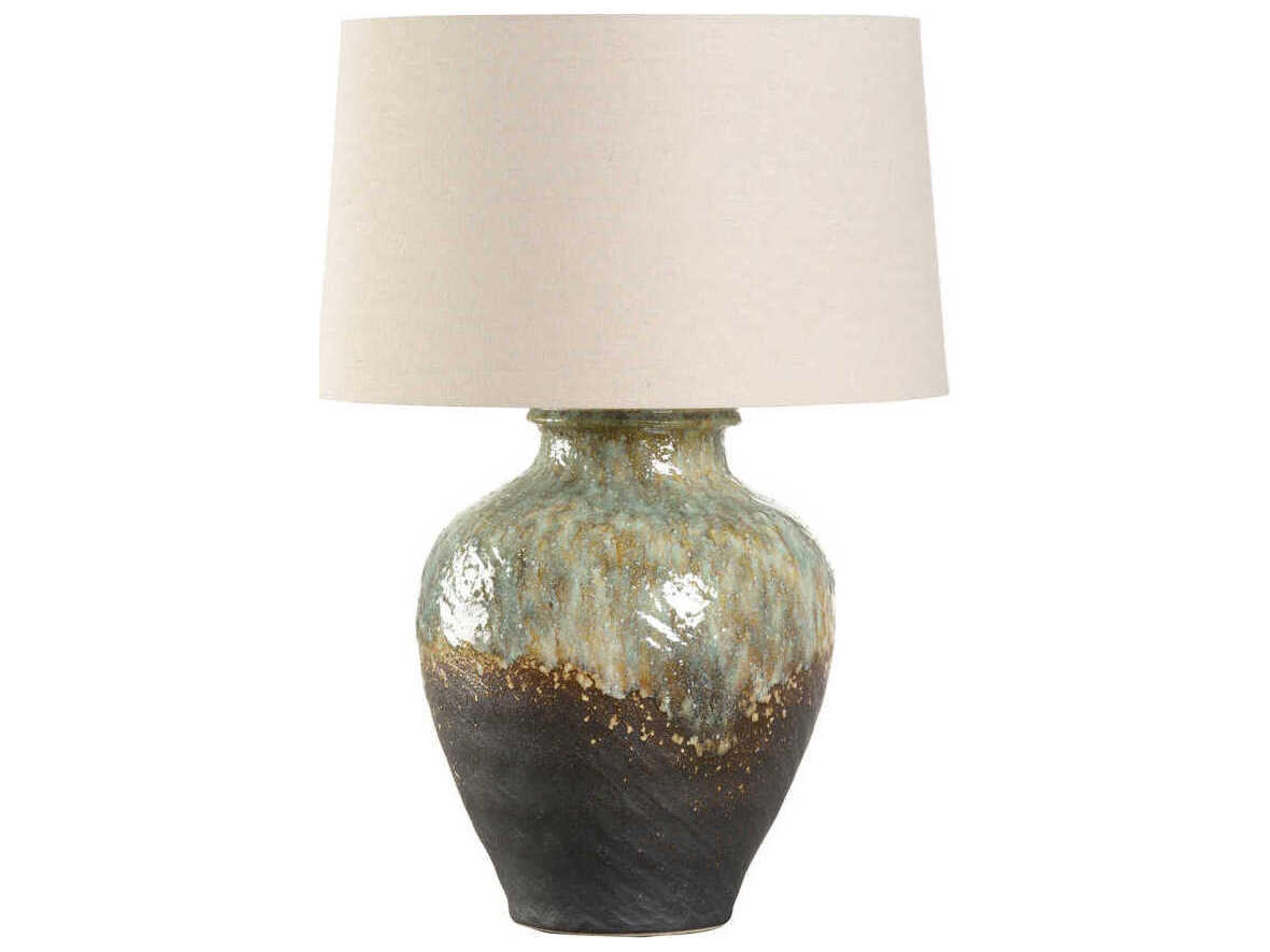 Wildwood Shiga Daichi Brown Green Tan Linen Buffet Lamp