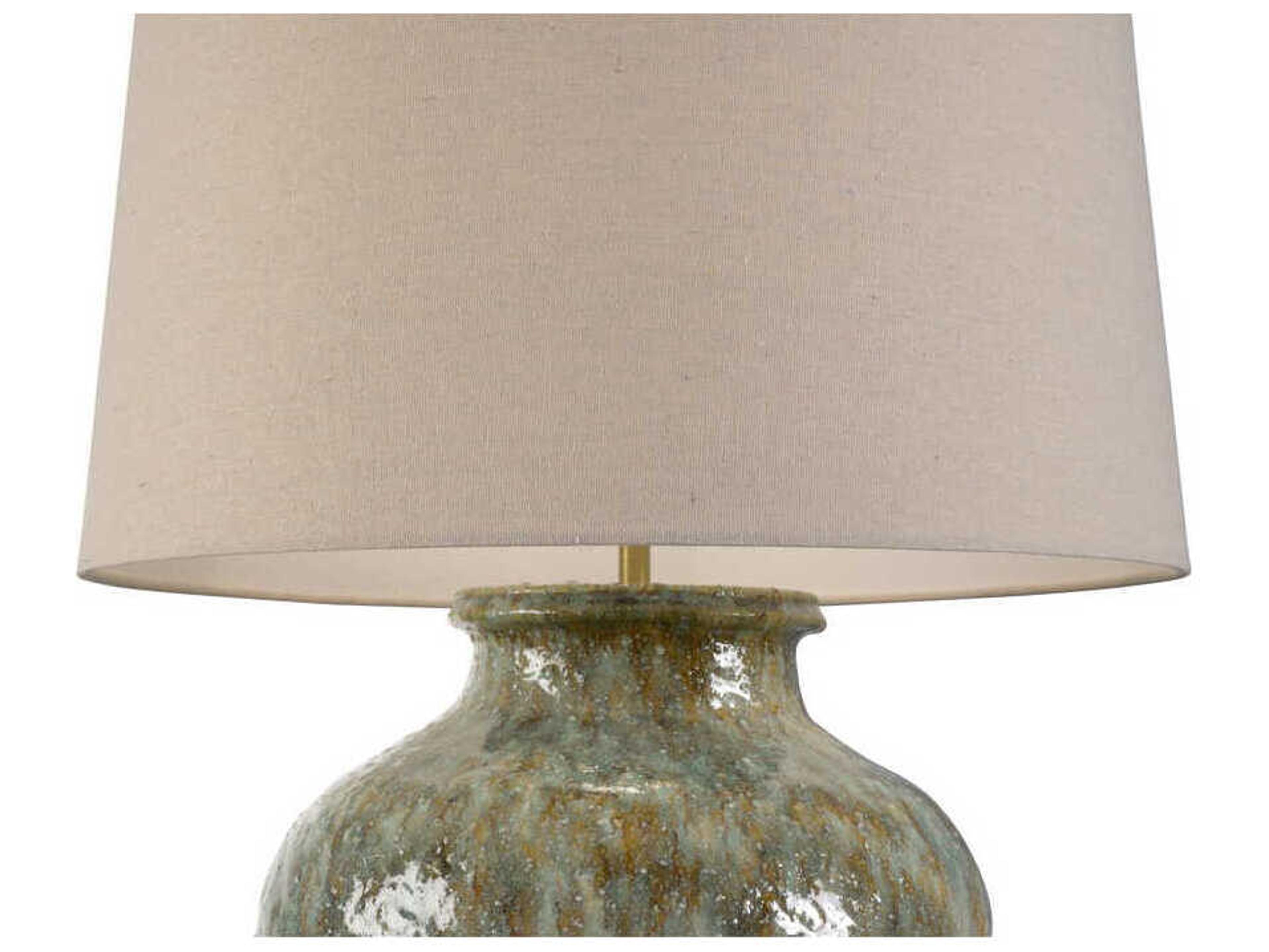 Wildwood Shiga Daichi Brown Green Tan Linen Buffet Lamp