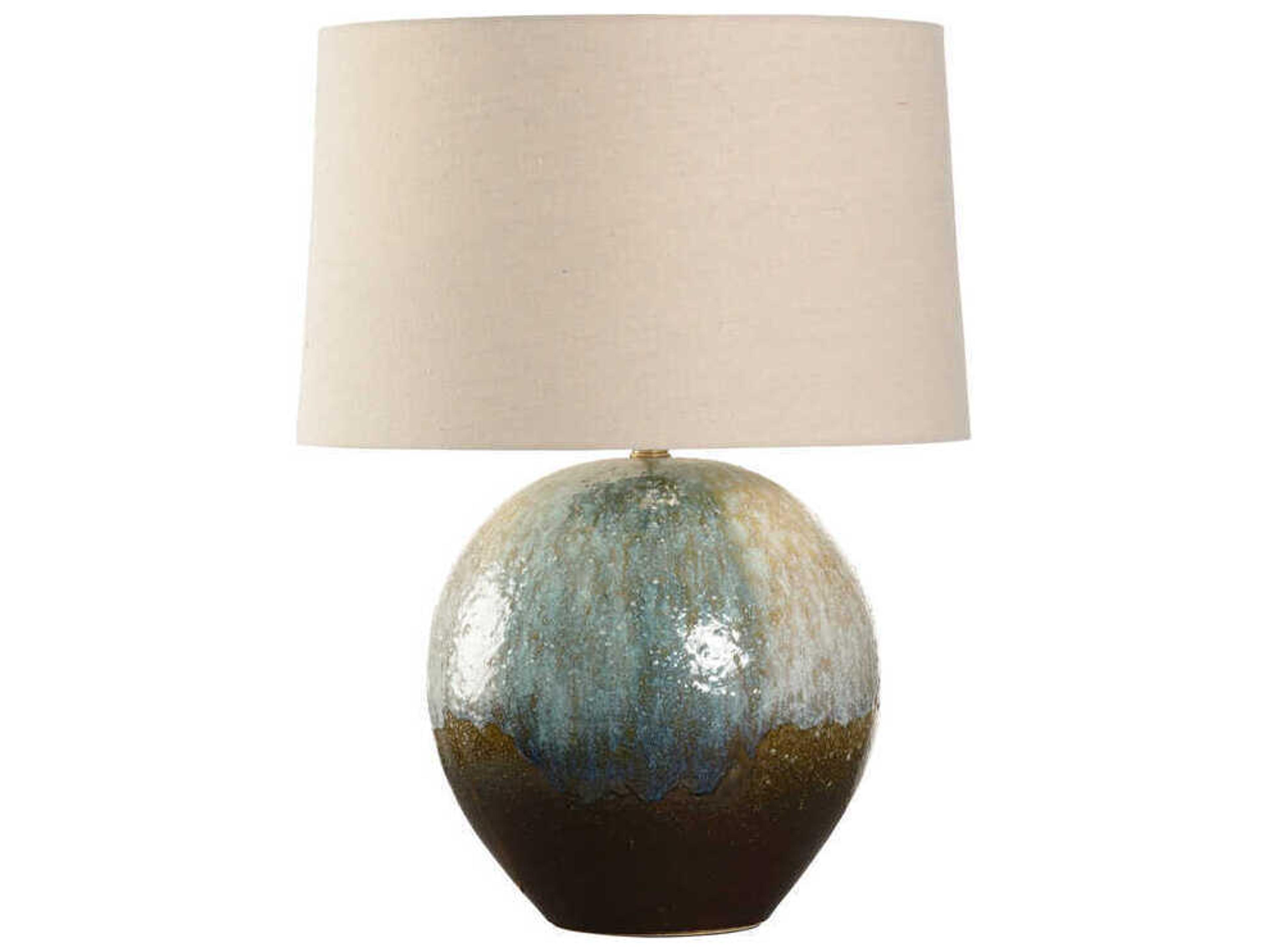 Wildwood Shiga Aoi Brown Green Cream Tan Linen Buffet Lamp
