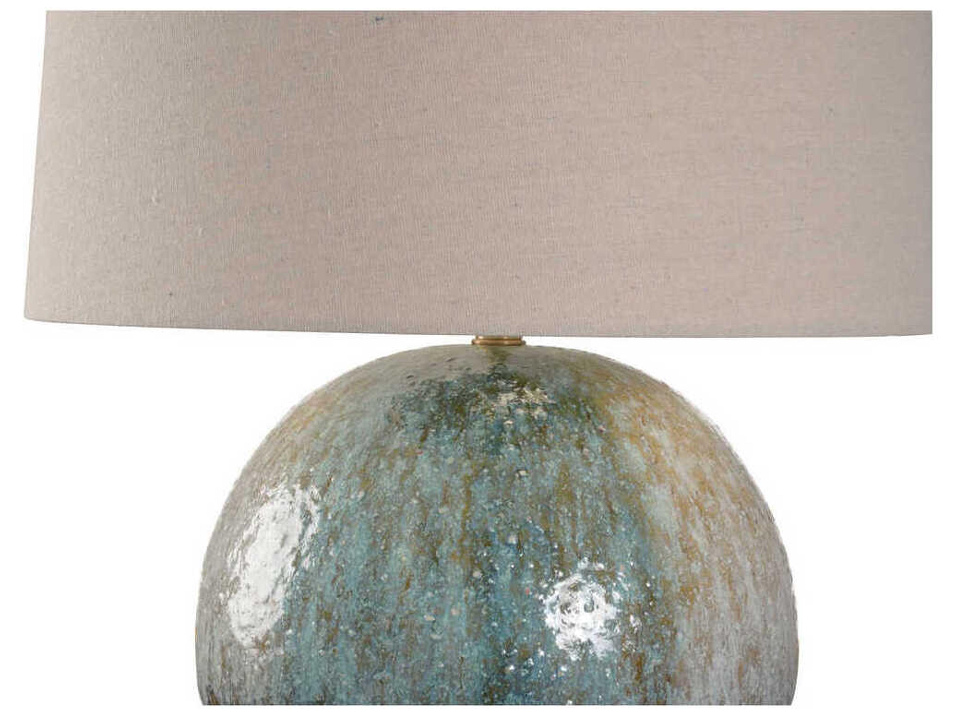 Wildwood Shiga Aoi Brown Green Cream Tan Linen Buffet Lamp