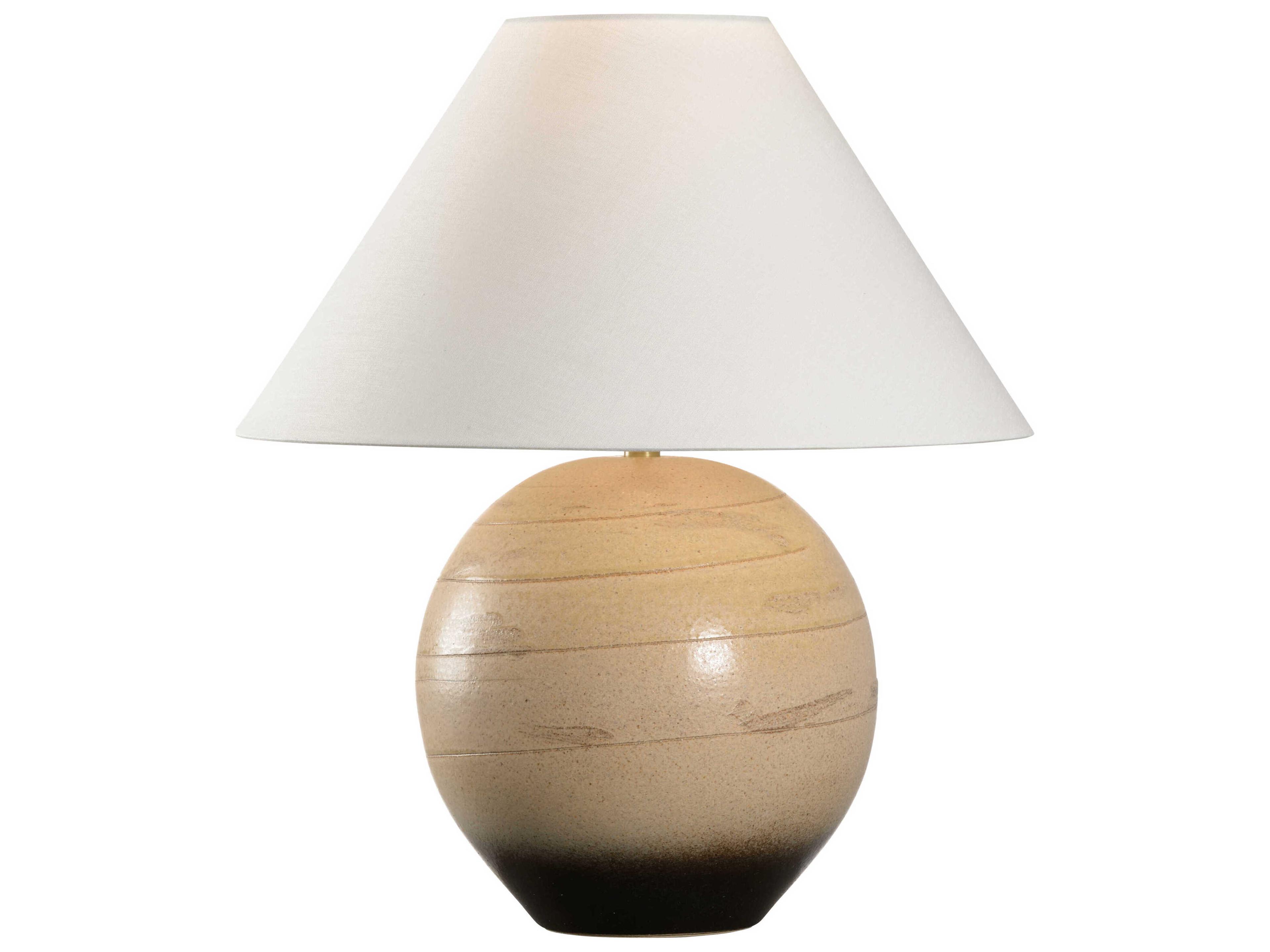 Shiga Moriko Brown Off White Linen Buffet Lamp