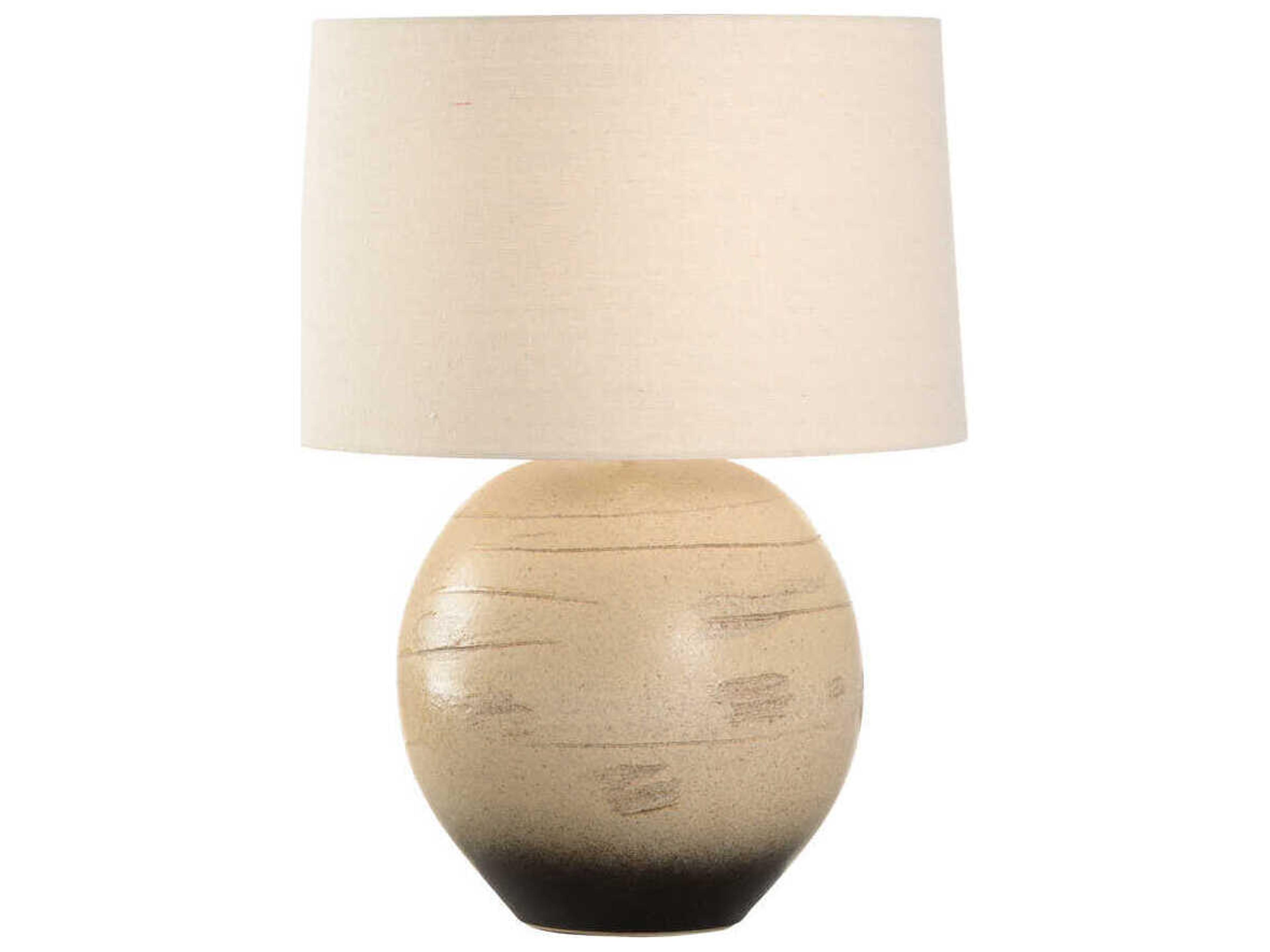 Shiga Moriko Brown Tan Linen Buffet Lamp