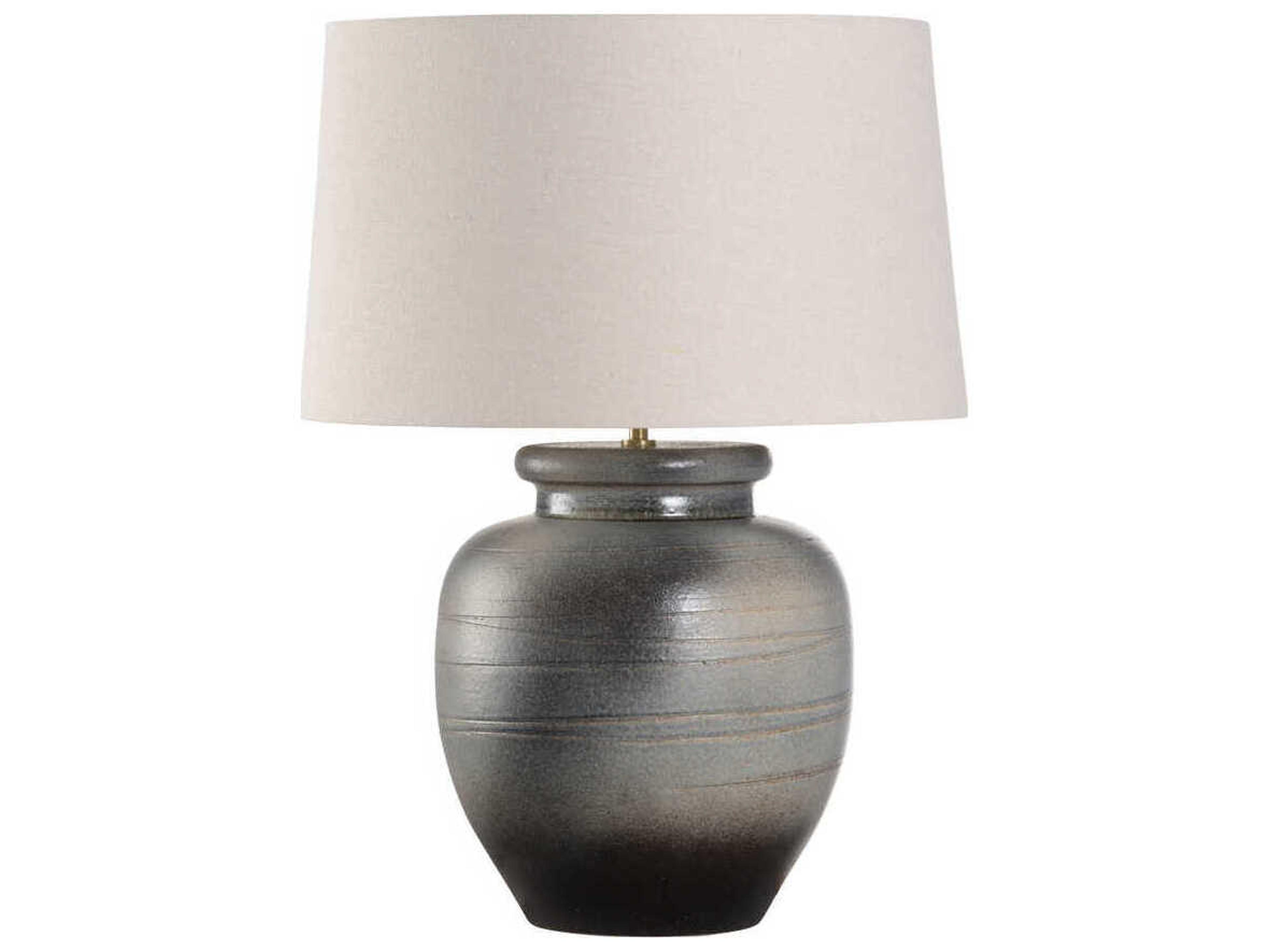 Wildwood Shiga Ayaka Grayish Green Tan Linen Buffet Lamp